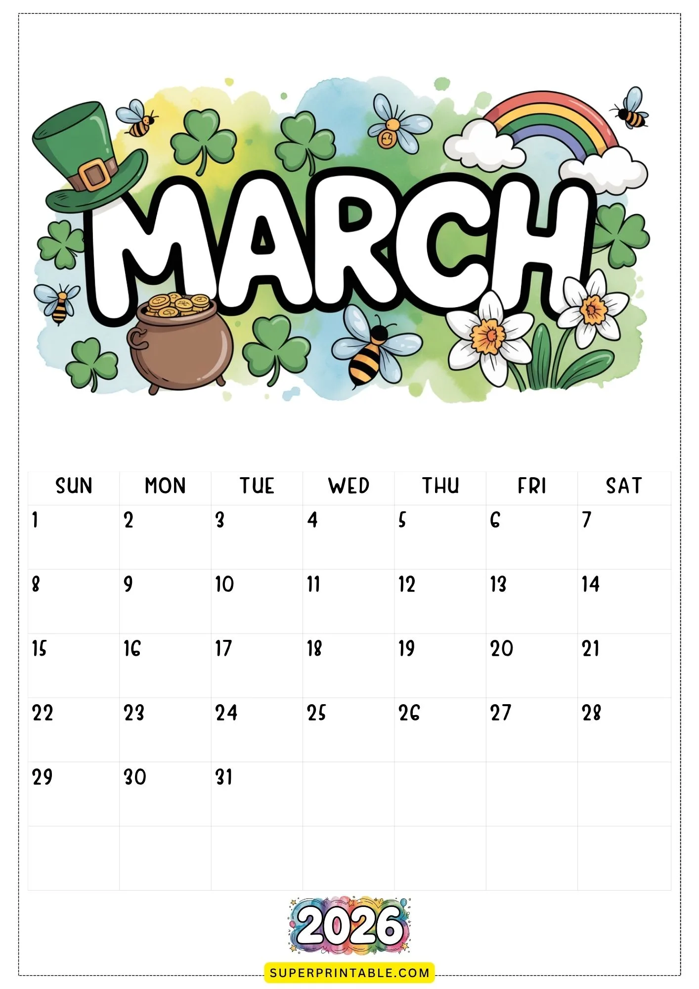 2026 Calendar Printable 3