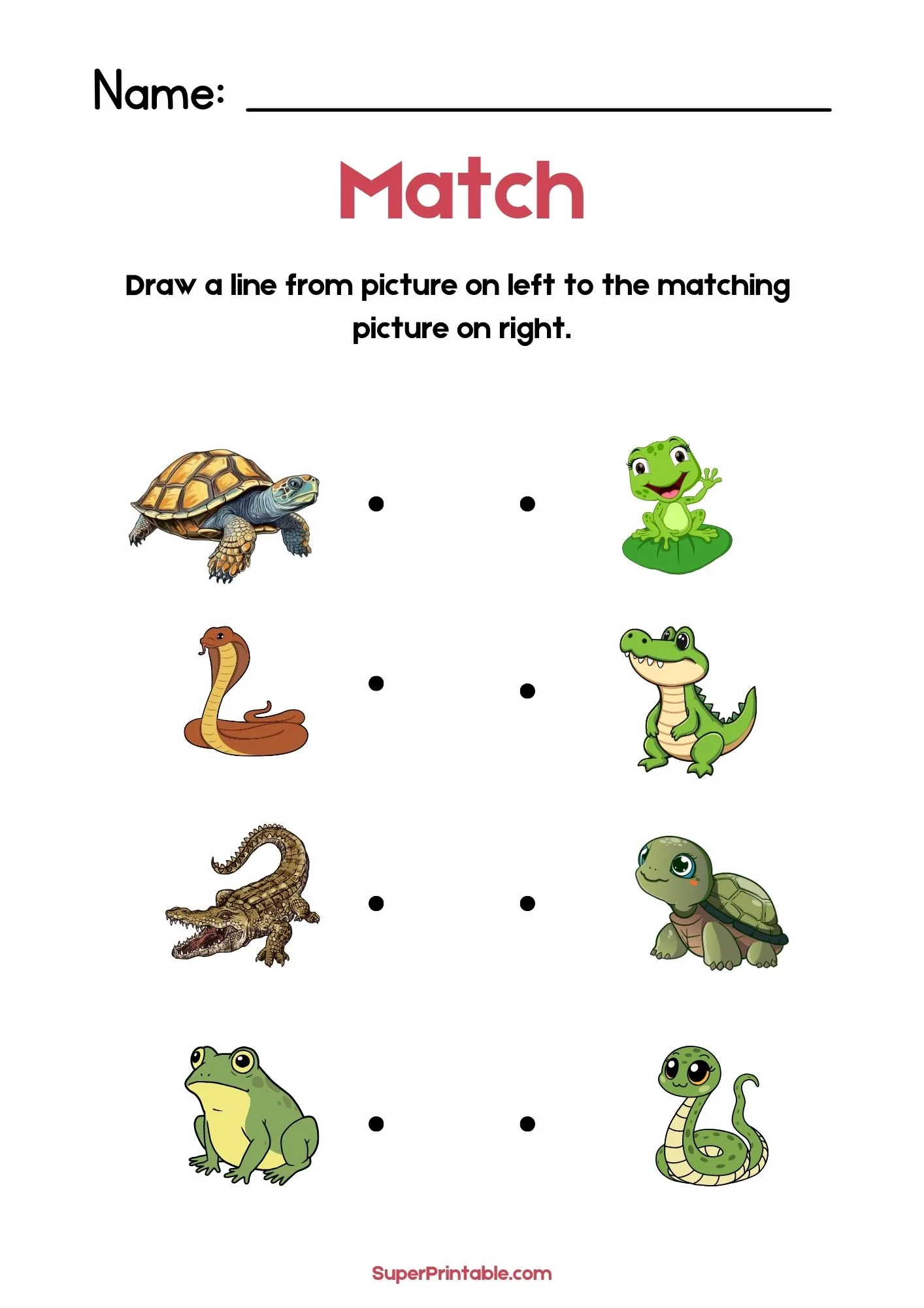 Animals Illustrative Matching Worksheet 4