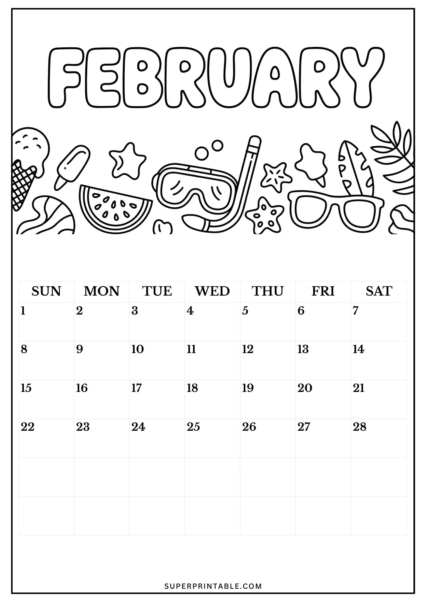 Australian 2026 Calendar Coloring Pages 2
