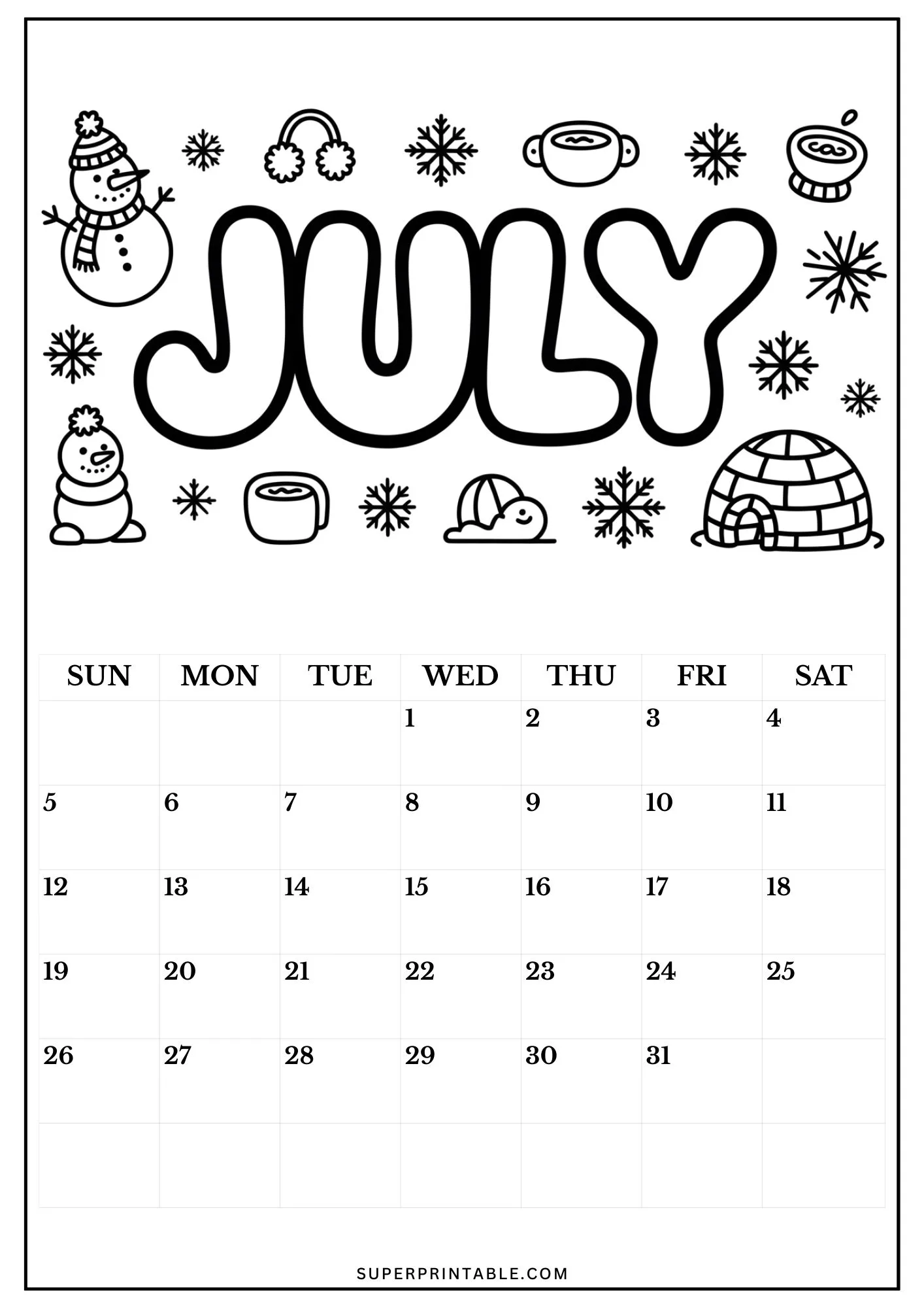 Australian 2026 Calendar Coloring Pages 7