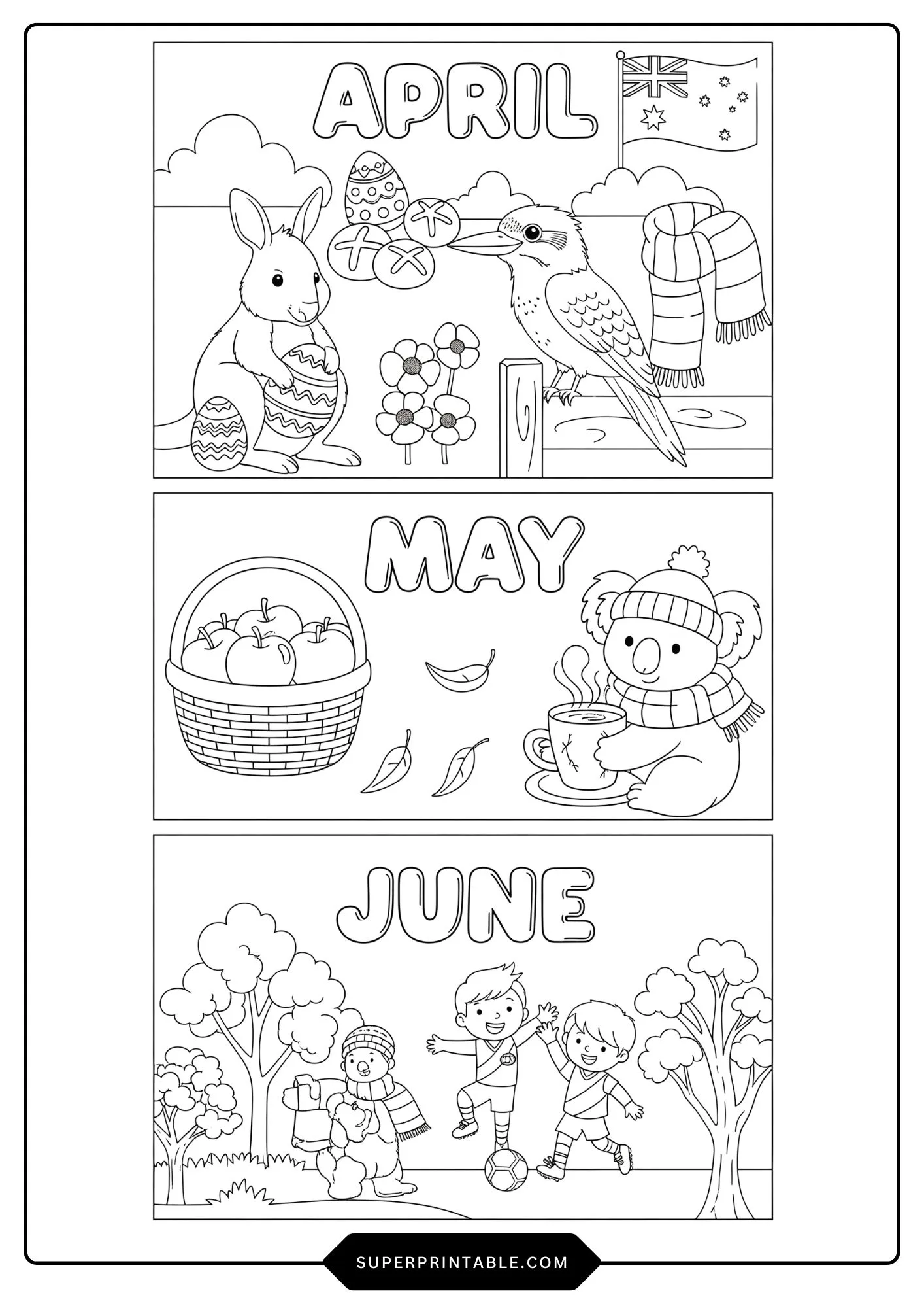 Australian Quarterly Calendar Coloring Pages 2