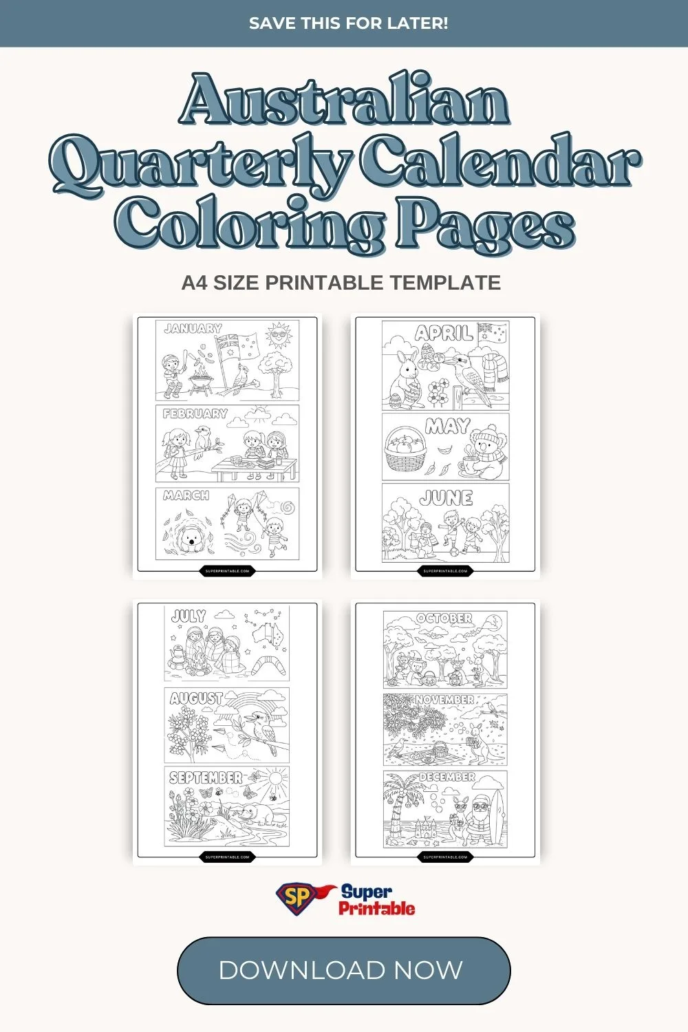 Australian Quarterly Calendar Coloring Pages Pinterest Image