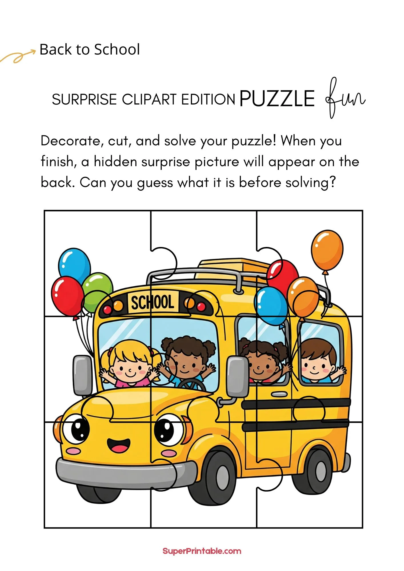 Back to School Puzzle Worksheet 1