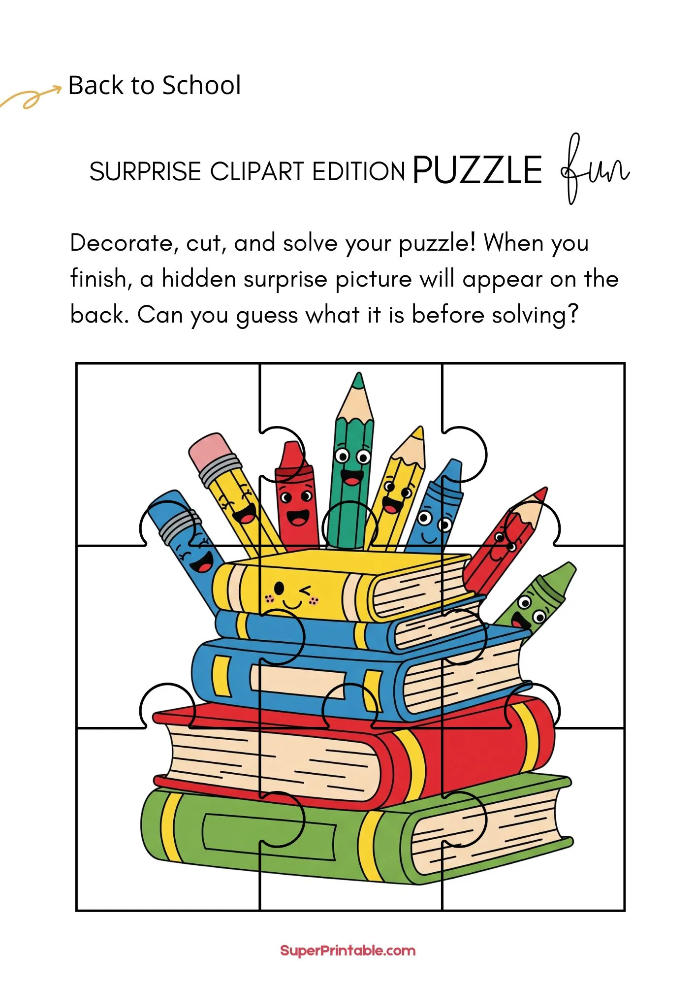 Back to School Puzzle Worksheet 2