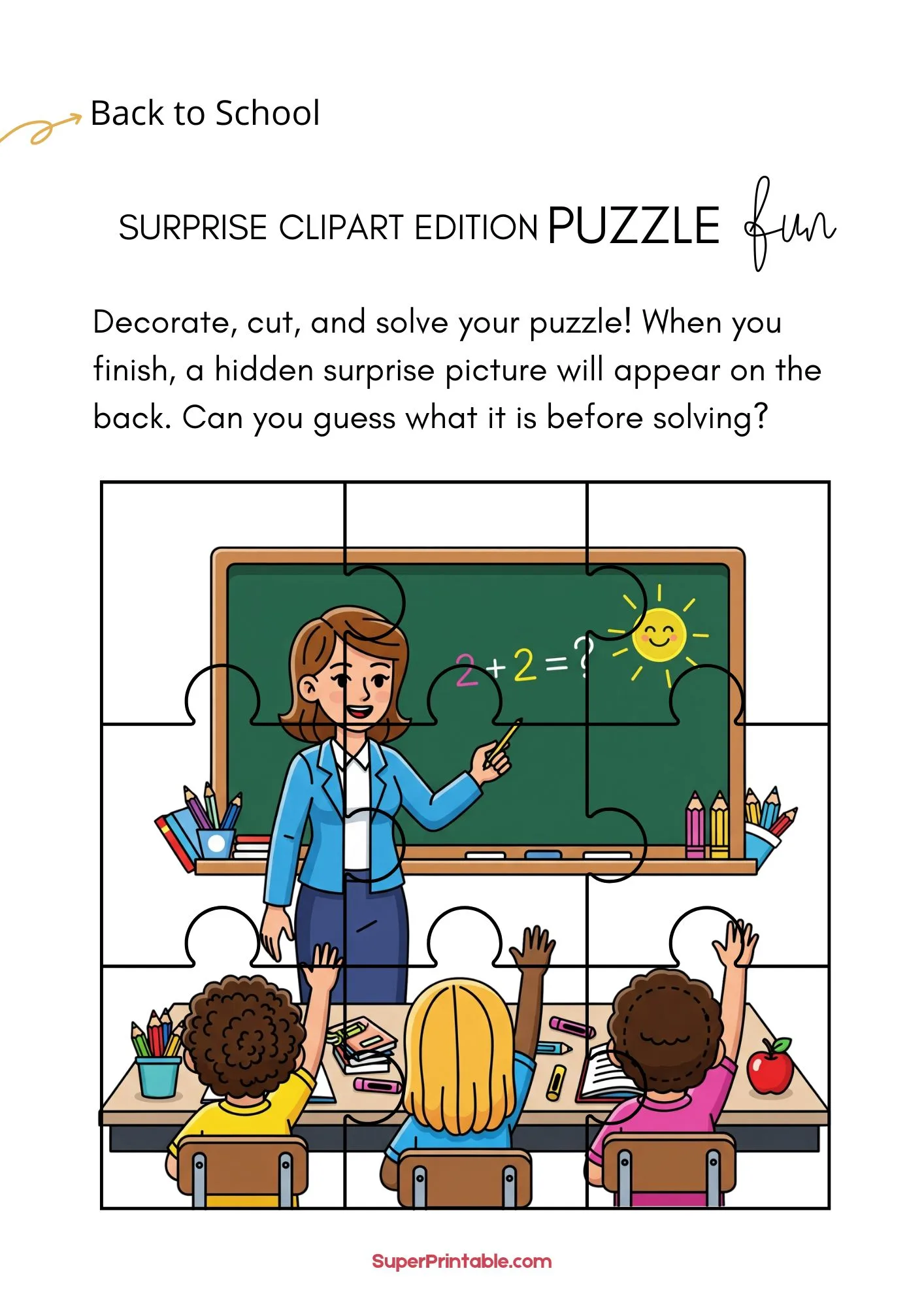 Back to School Puzzle Worksheet 3