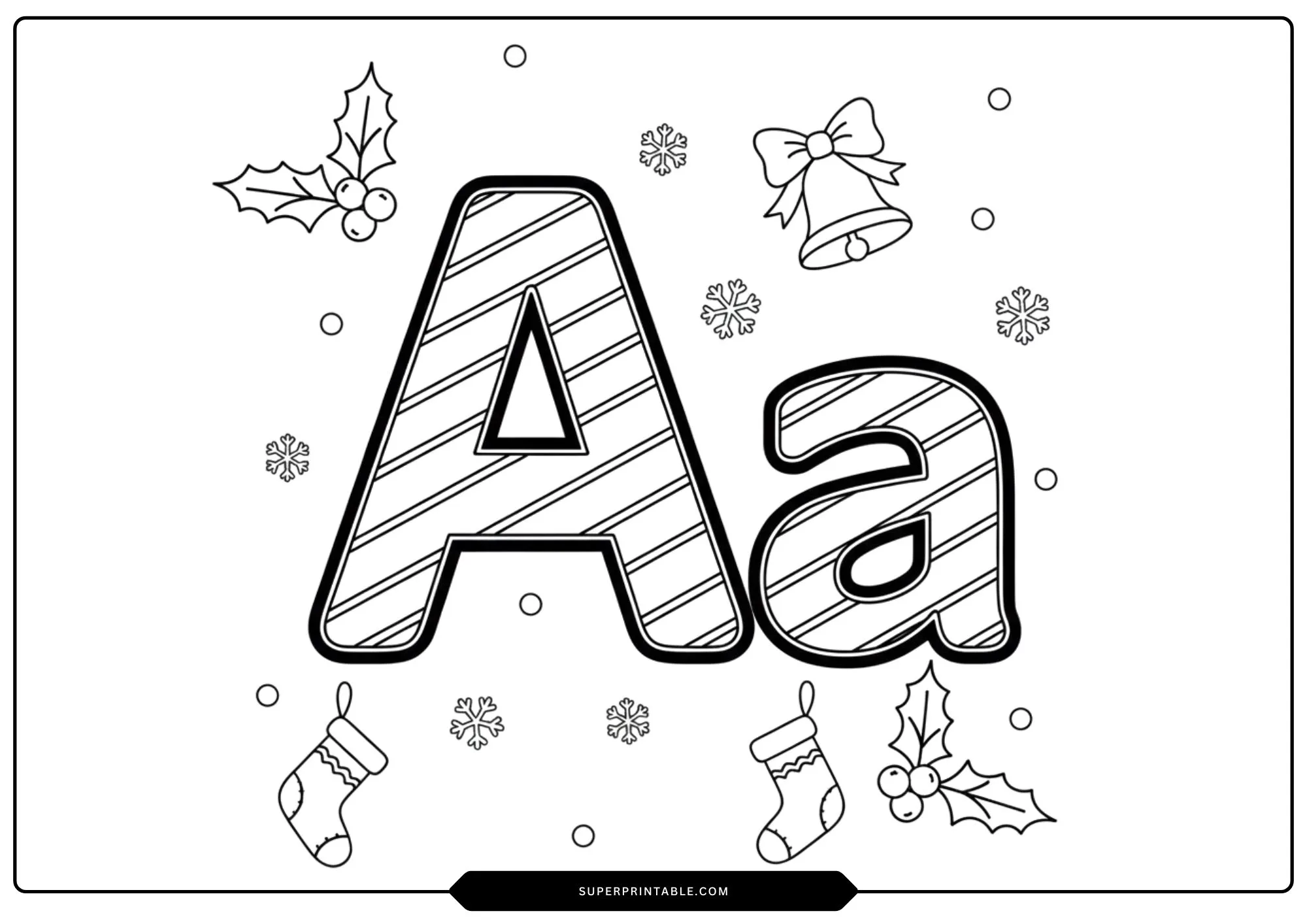 Candy Cane Alphabet Coloring Pages 1