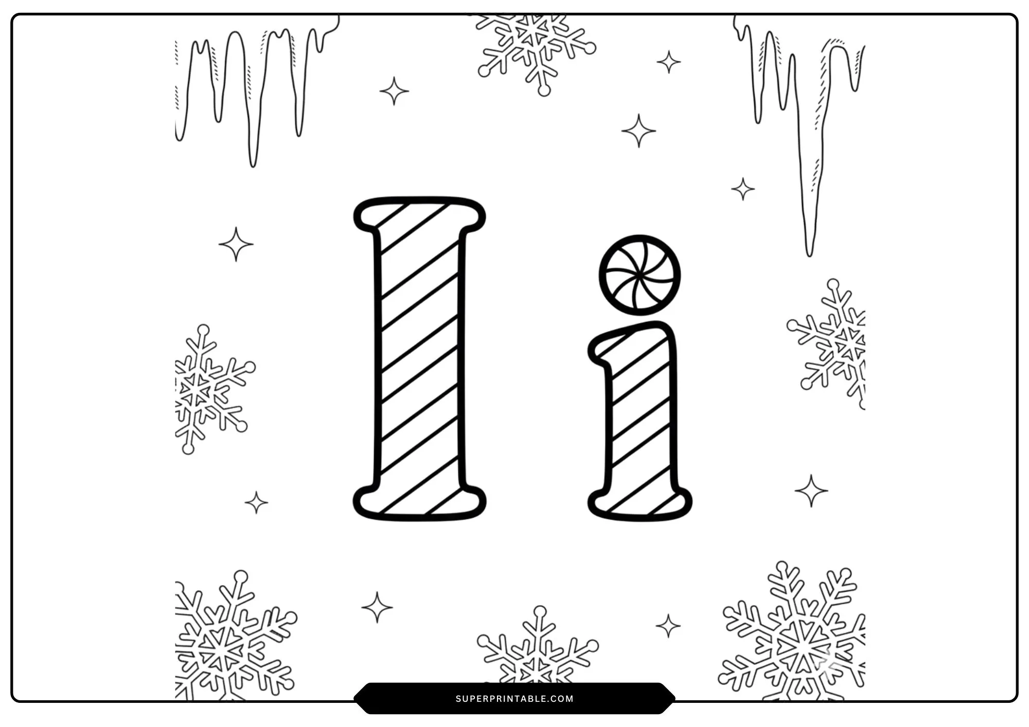 Candy Cane Alphabet Coloring Pages 9
