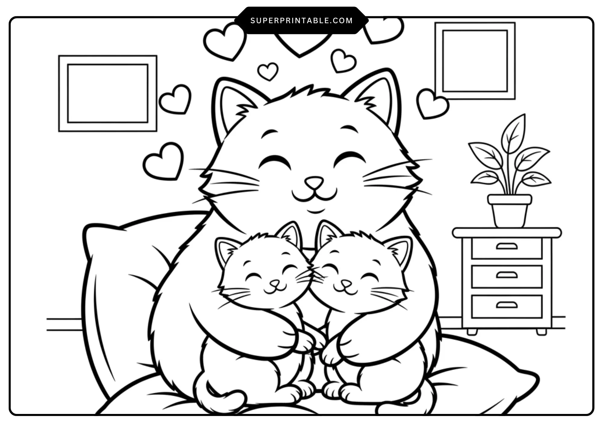 Cat's Love Coloring Pages 7