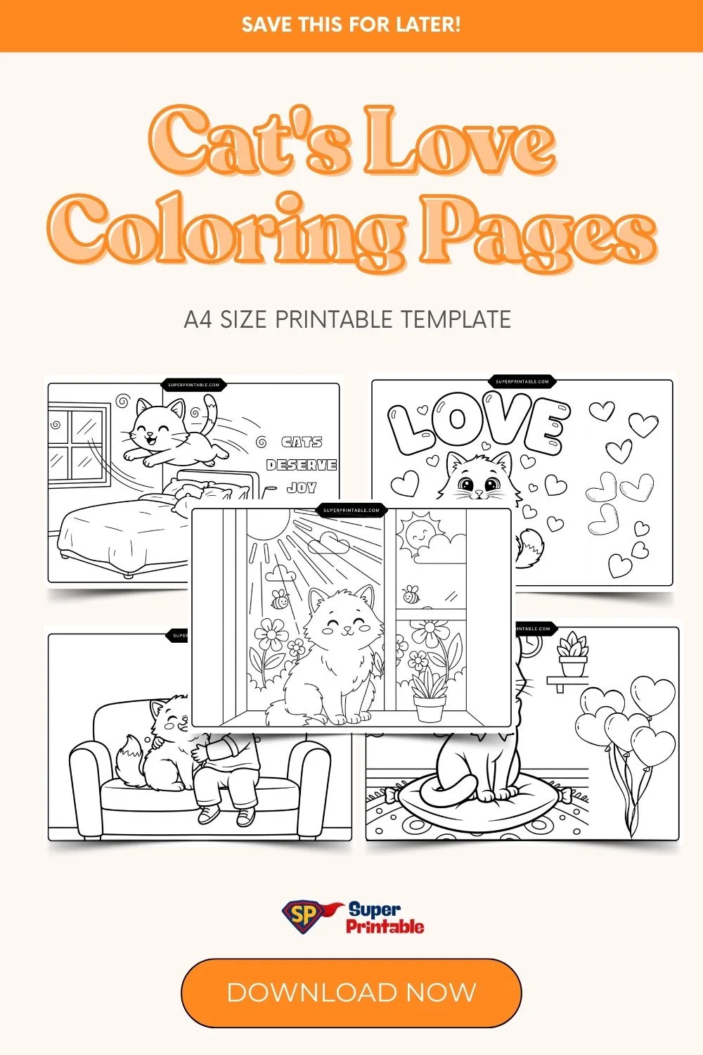 Cat's Love Coloring Pages Pinterest Image