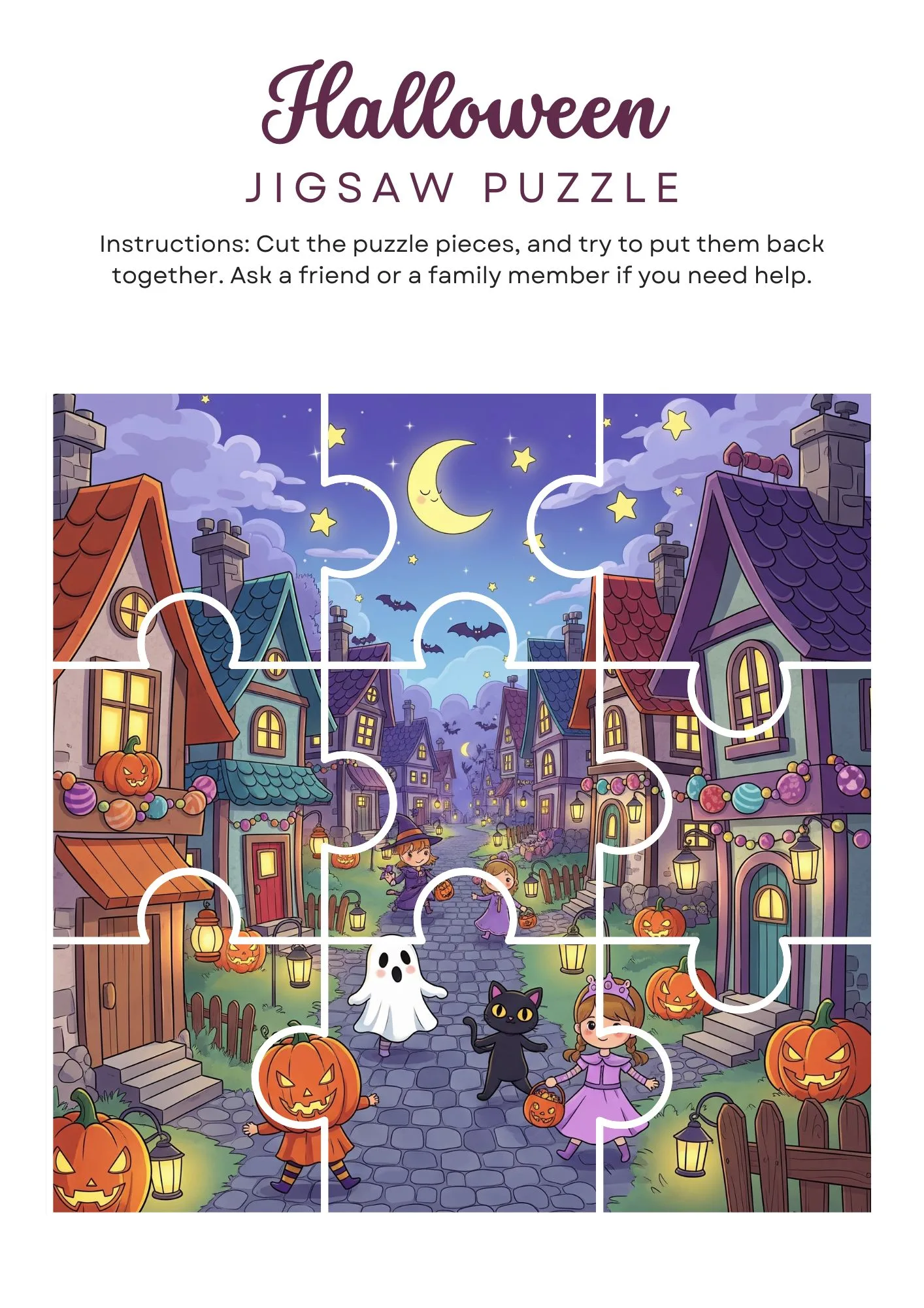 Colorful Halloween Jigsaw Puzzle Activity 2