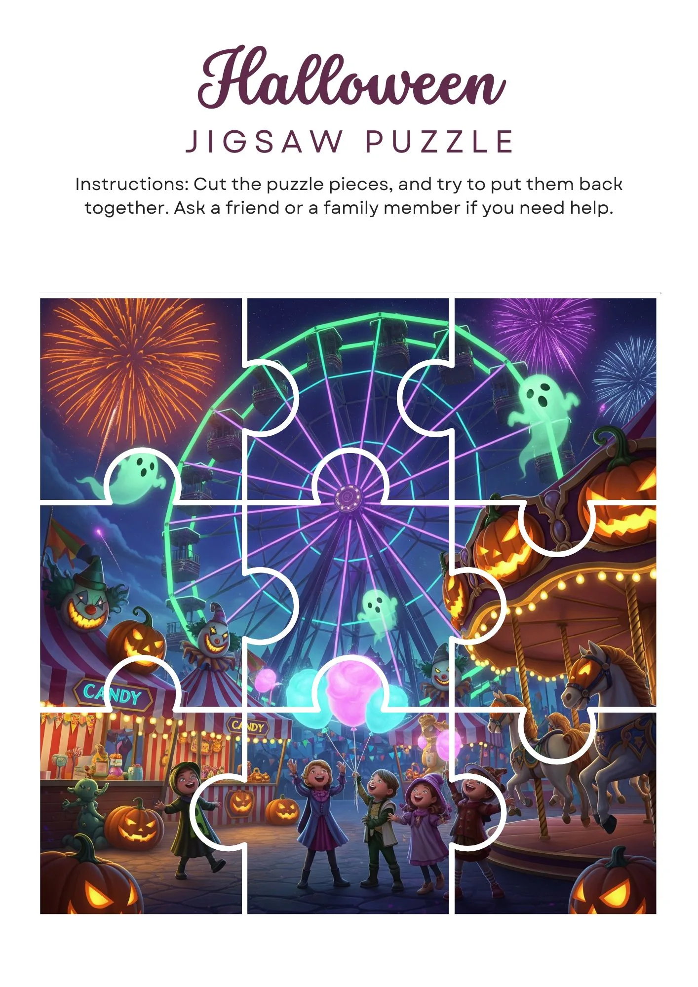 Colorful Halloween Jigsaw Puzzle Activity 3