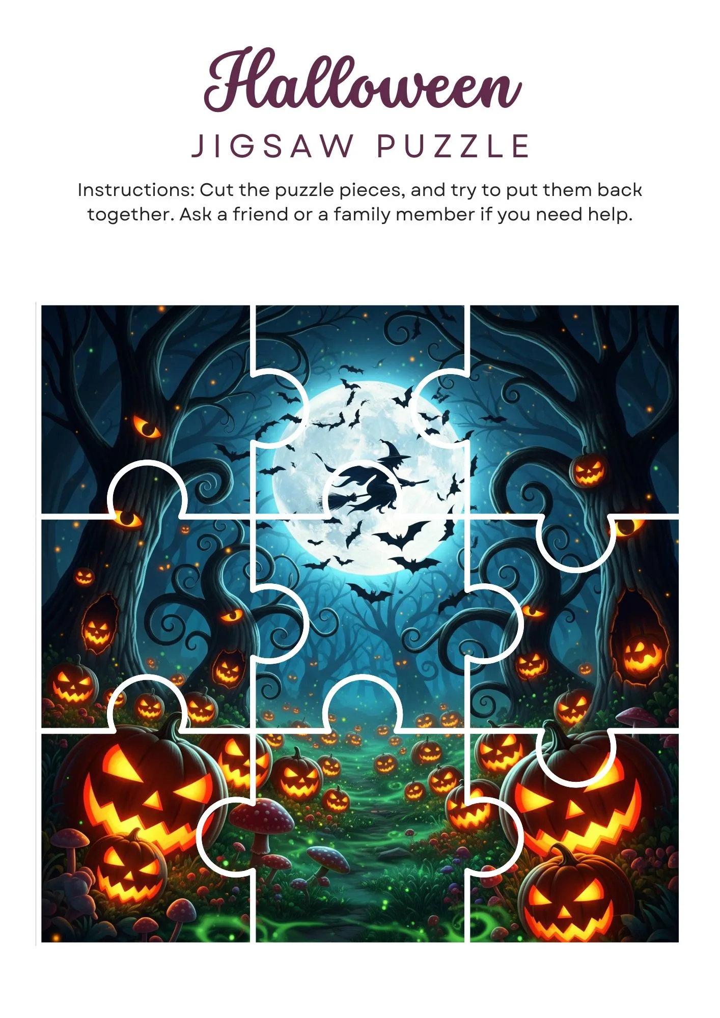 Colorful Halloween Jigsaw Puzzle Activity 4