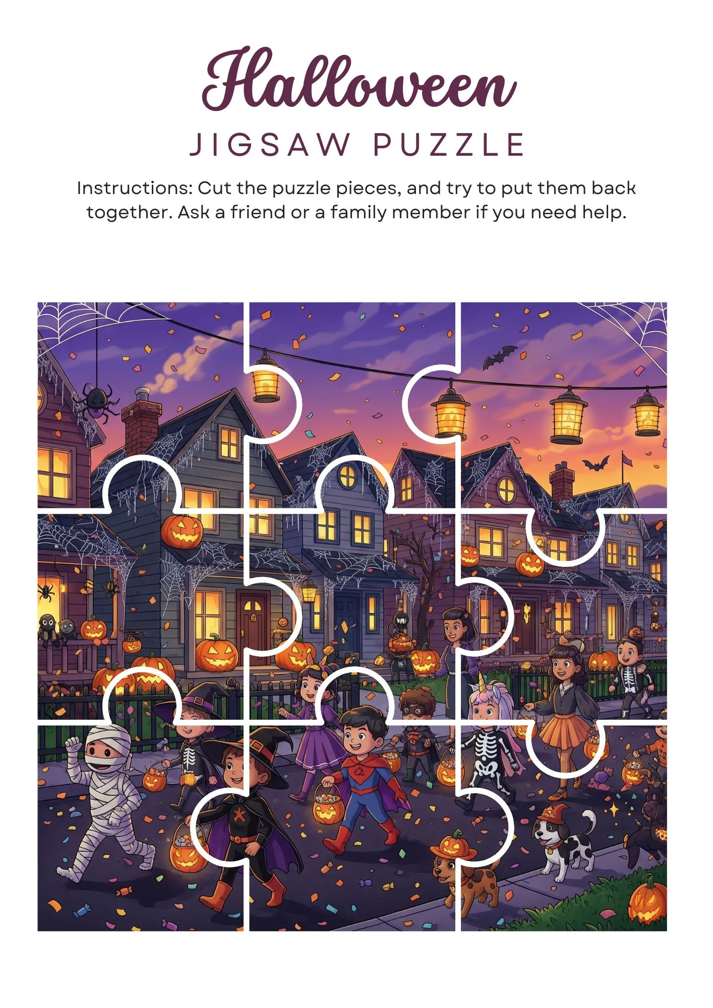 Colorful Halloween Jigsaw Puzzle Activity 5