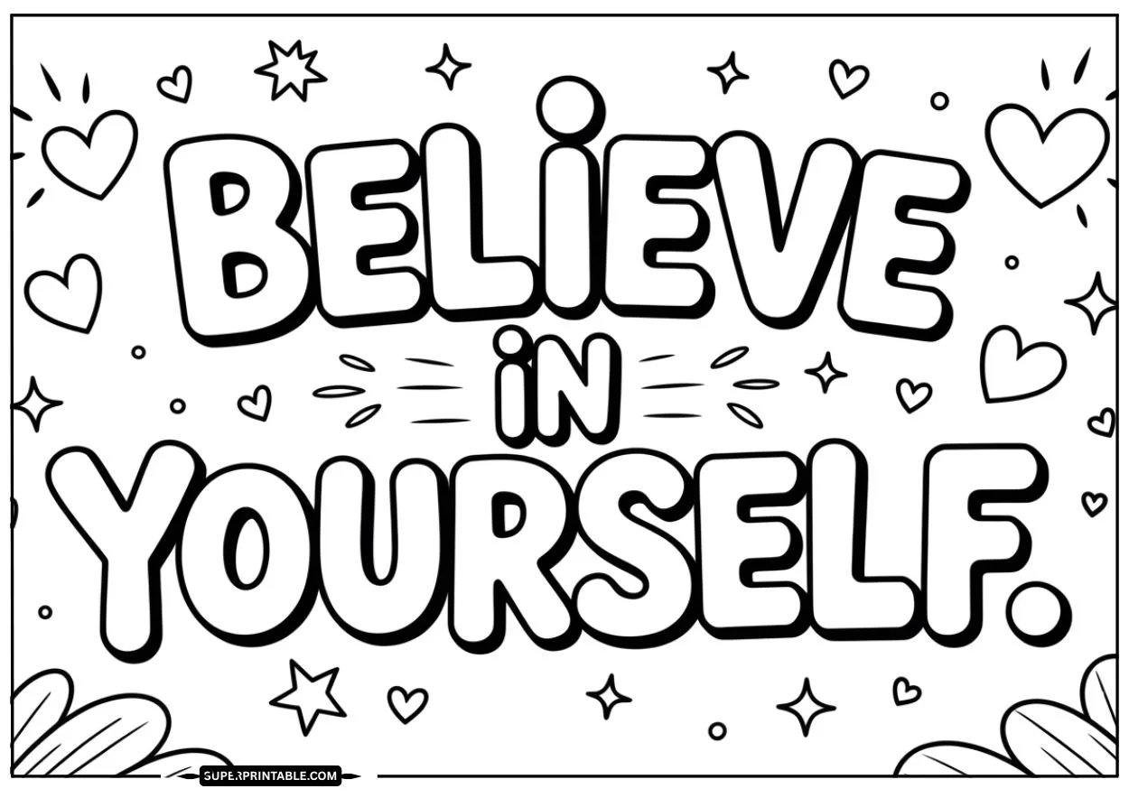 Colorful Words of Encouragement Coloring Pages 1