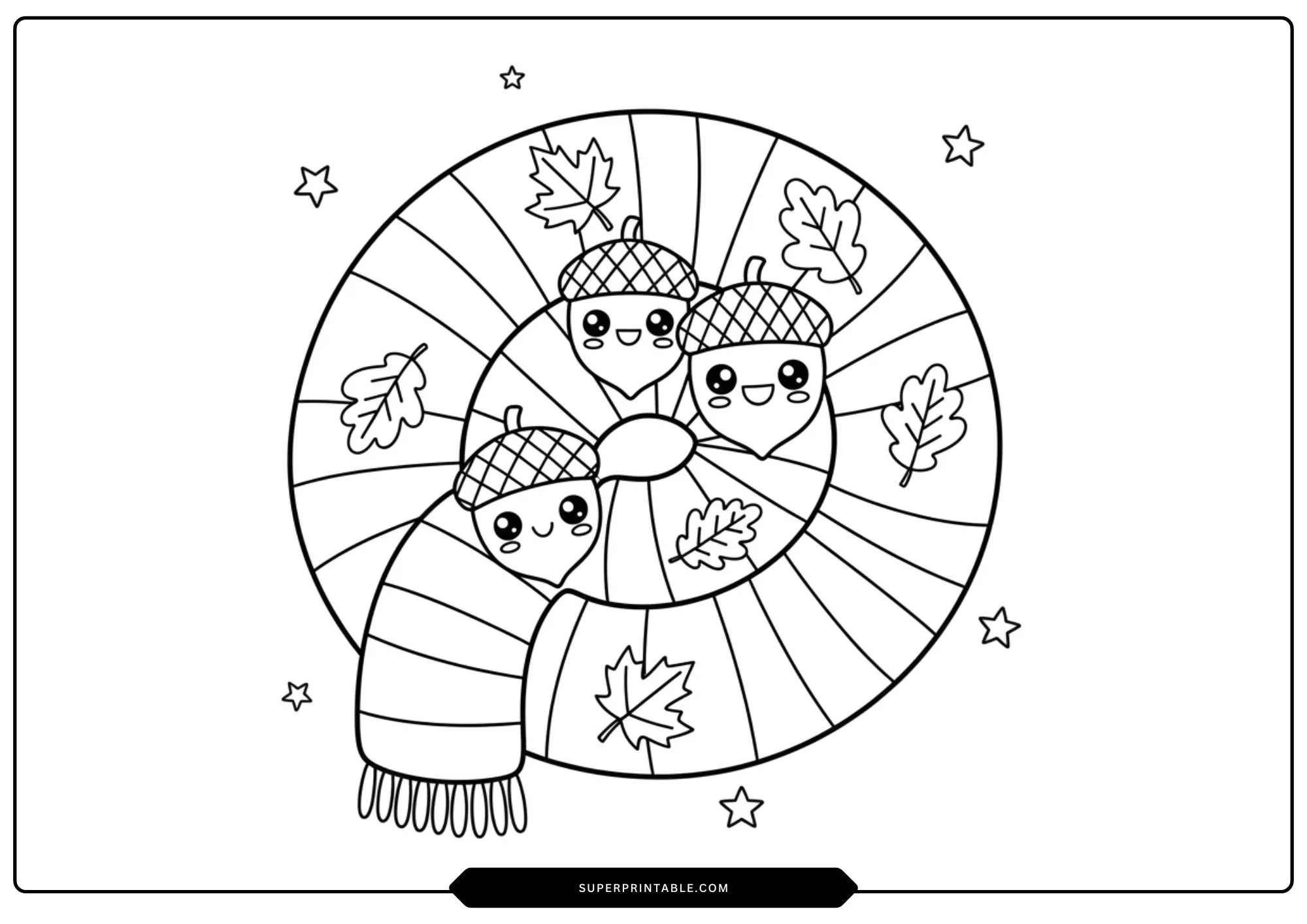 Cute Autumn Objects Coloring Set 4