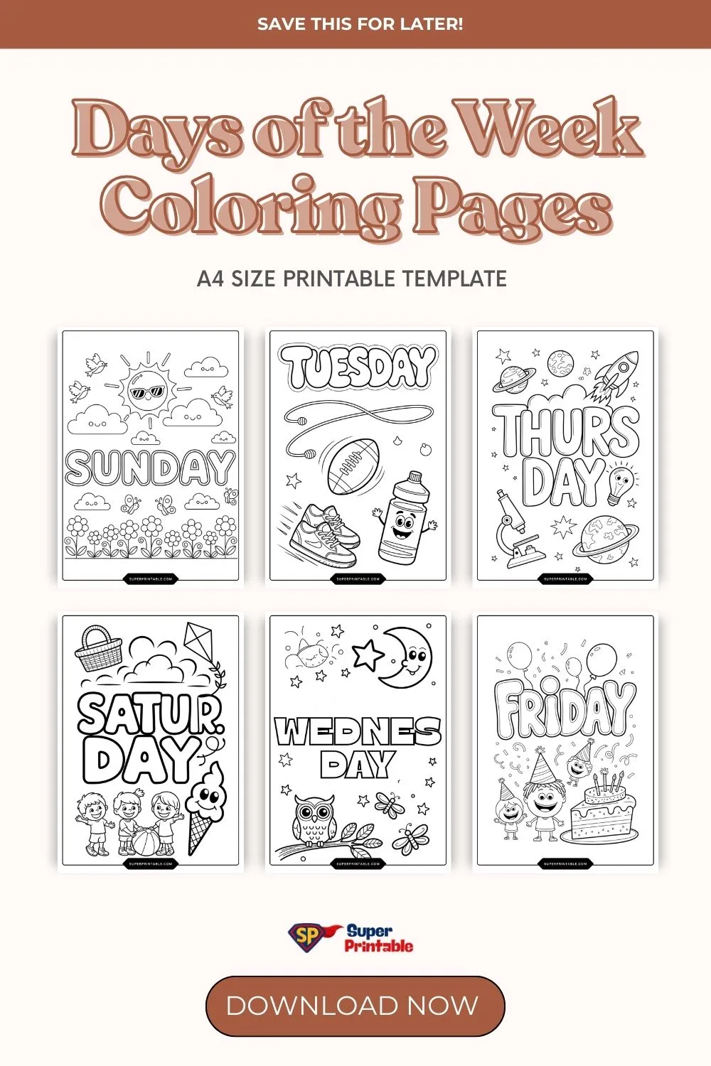 Days of the Week Coloring Pages Pinterest Image