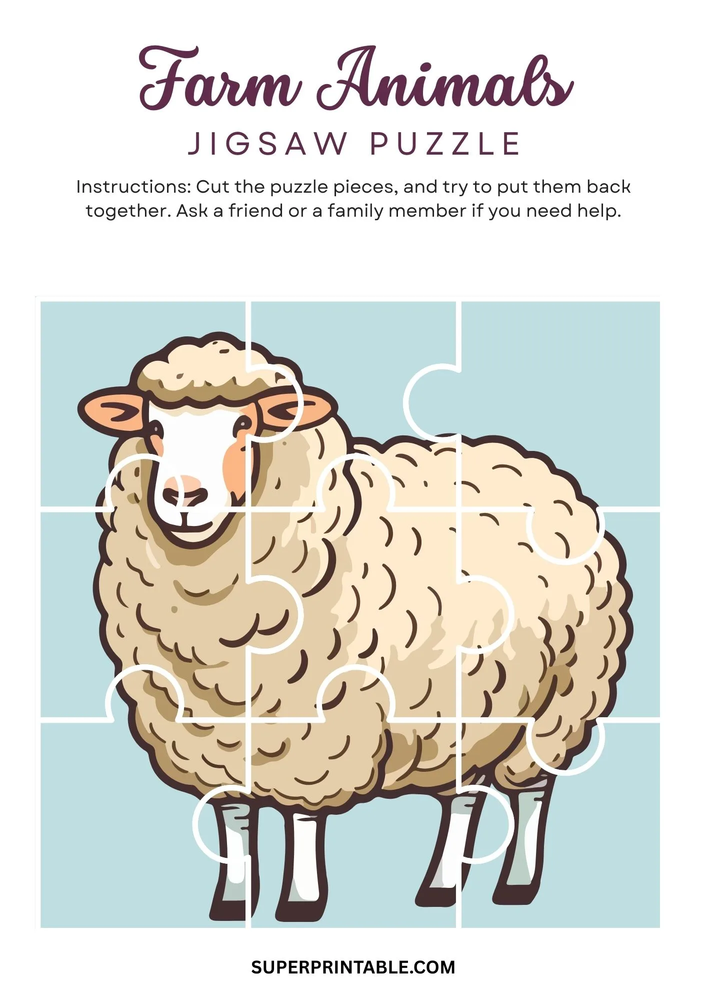 Farm Animals Jigsaw Puzzle Activity 1