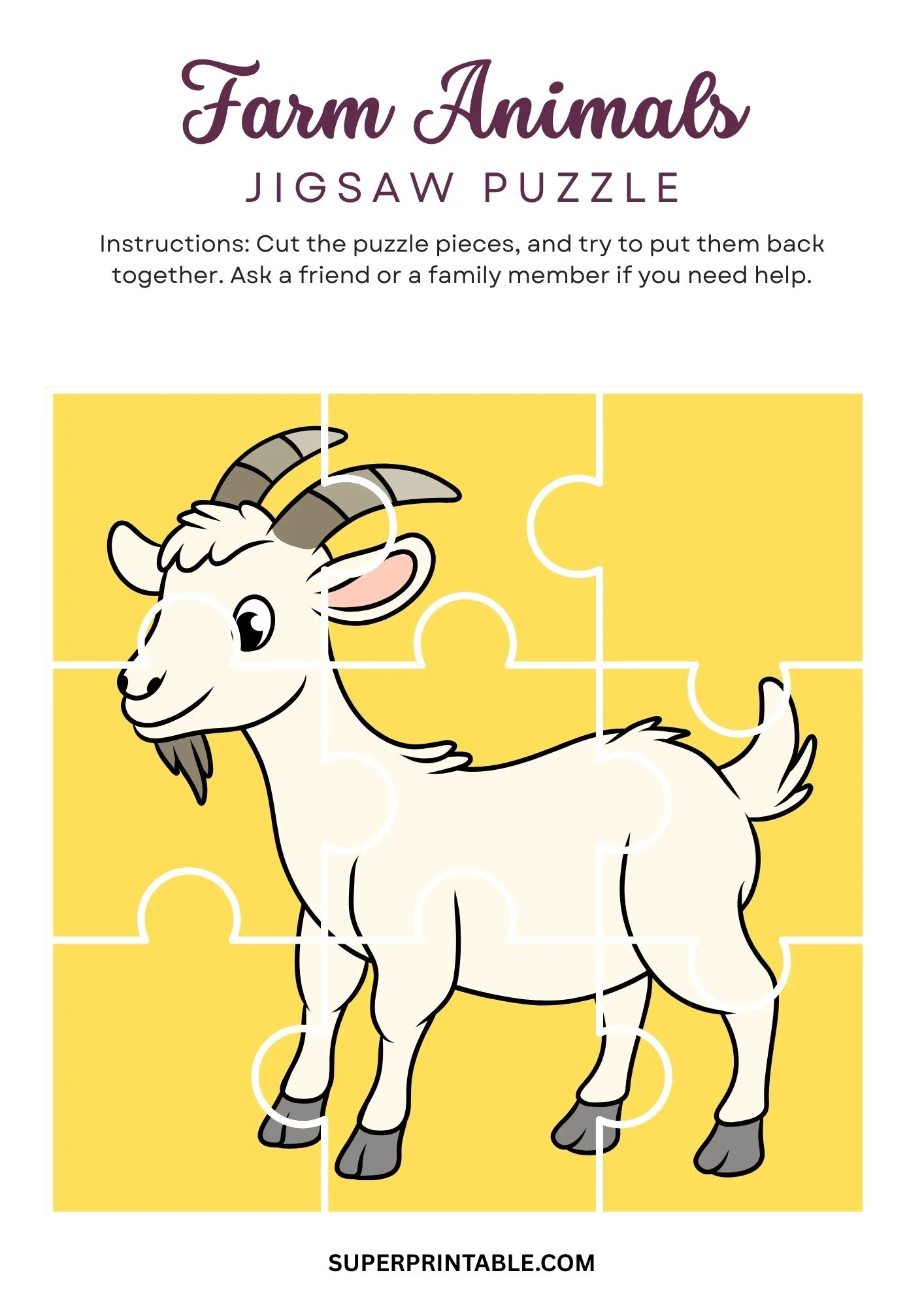 Farm Animals Jigsaw Puzzle Activity 2
