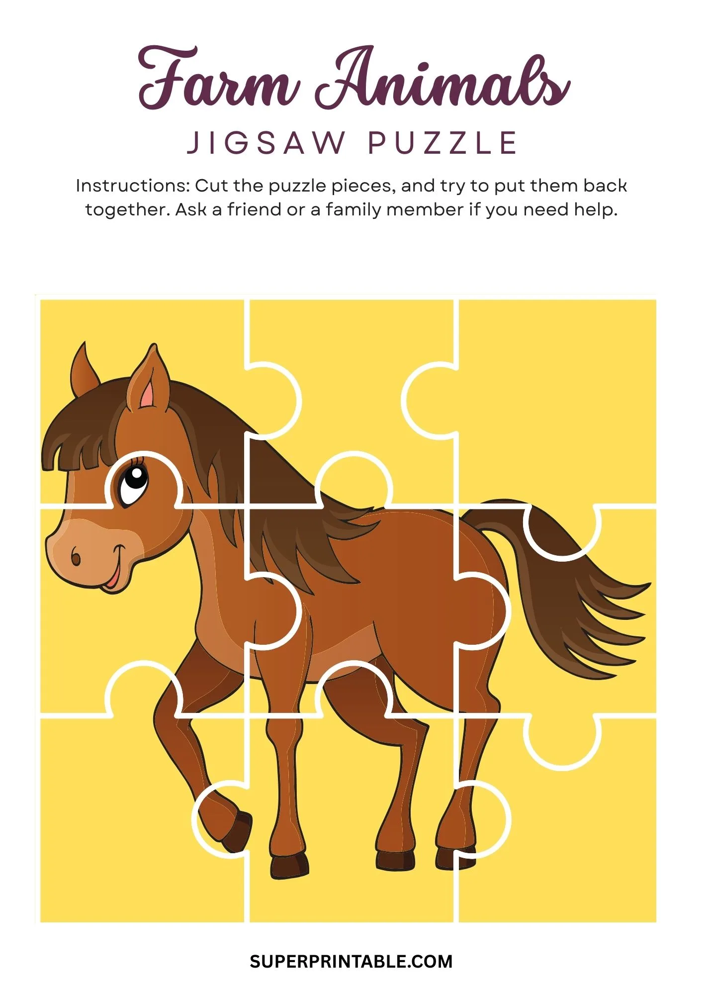 Farm Animals Jigsaw Puzzle Activity 3