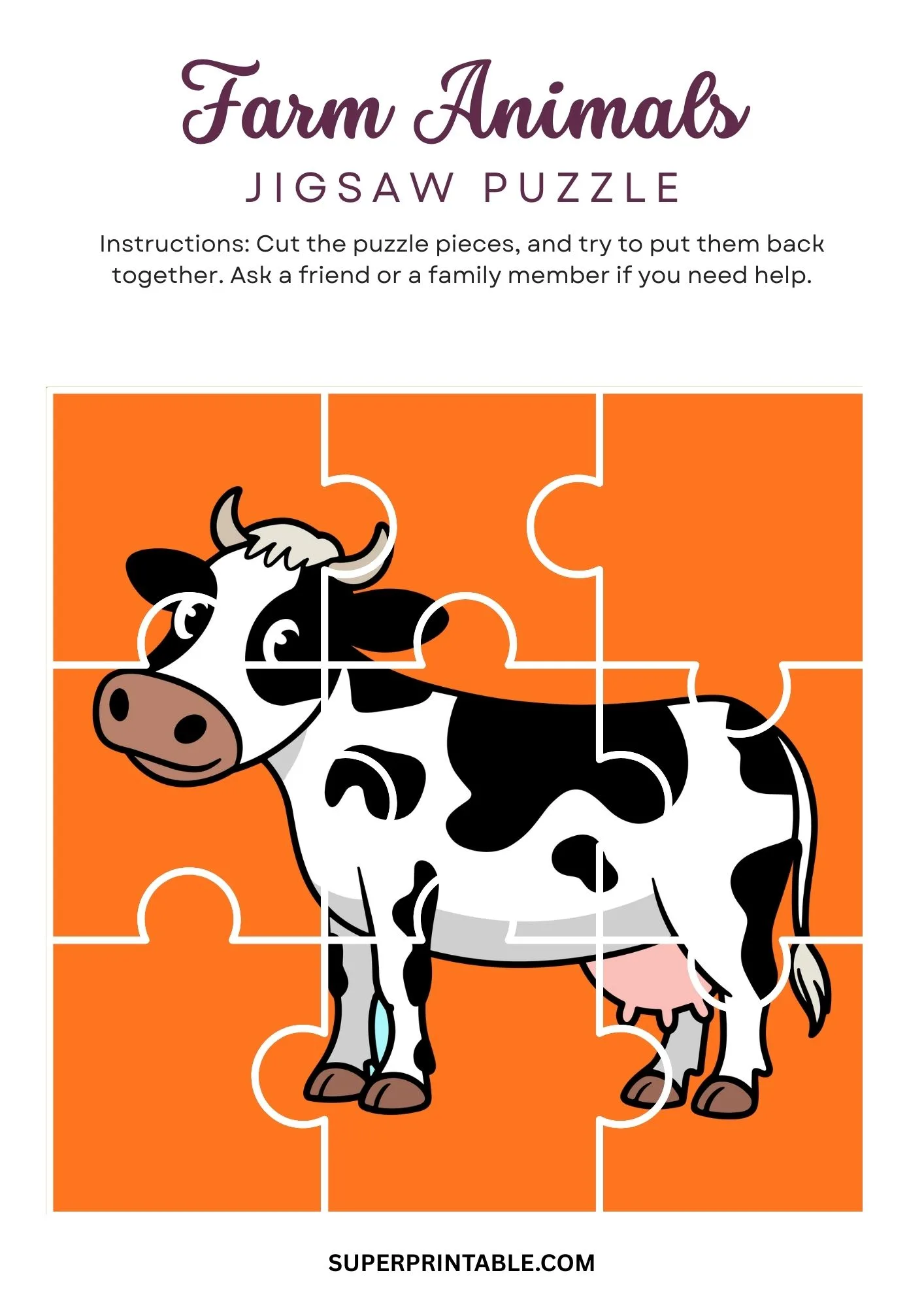 Farm Animals Jigsaw Puzzle Activity 4