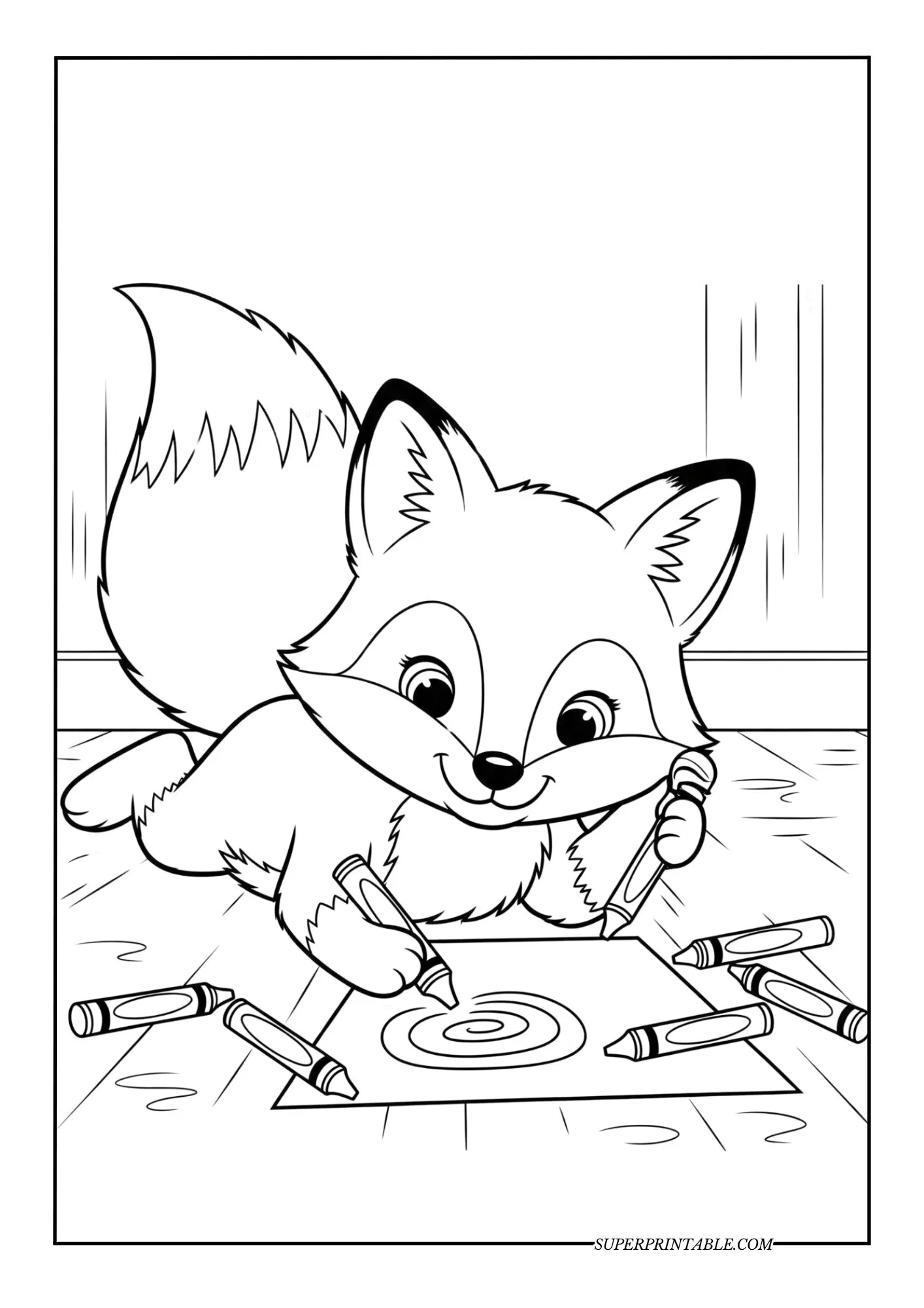 Fox Coloring Adventure Coloring Pages 1