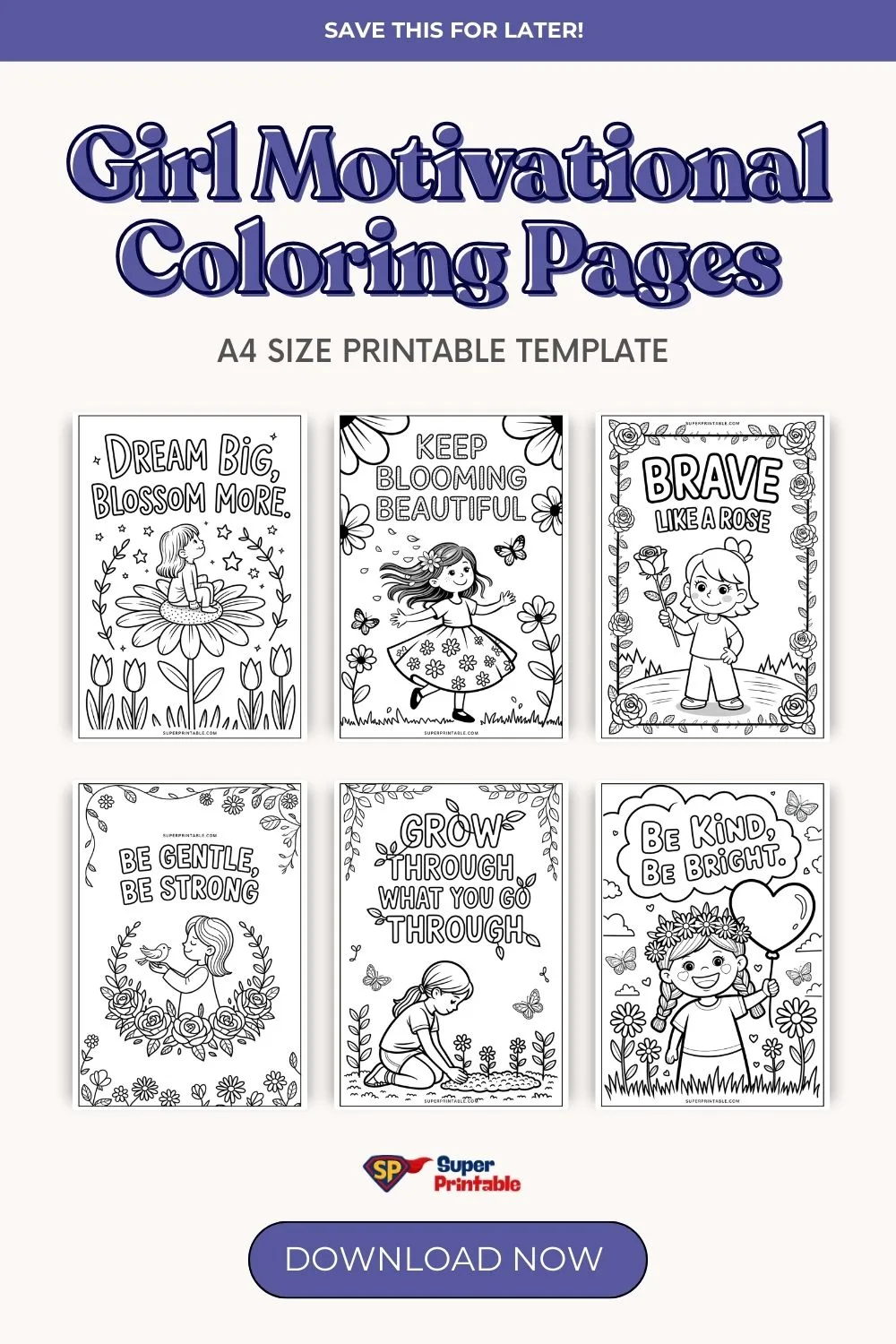 Girl Motivational Coloring Pages Pinterest Image