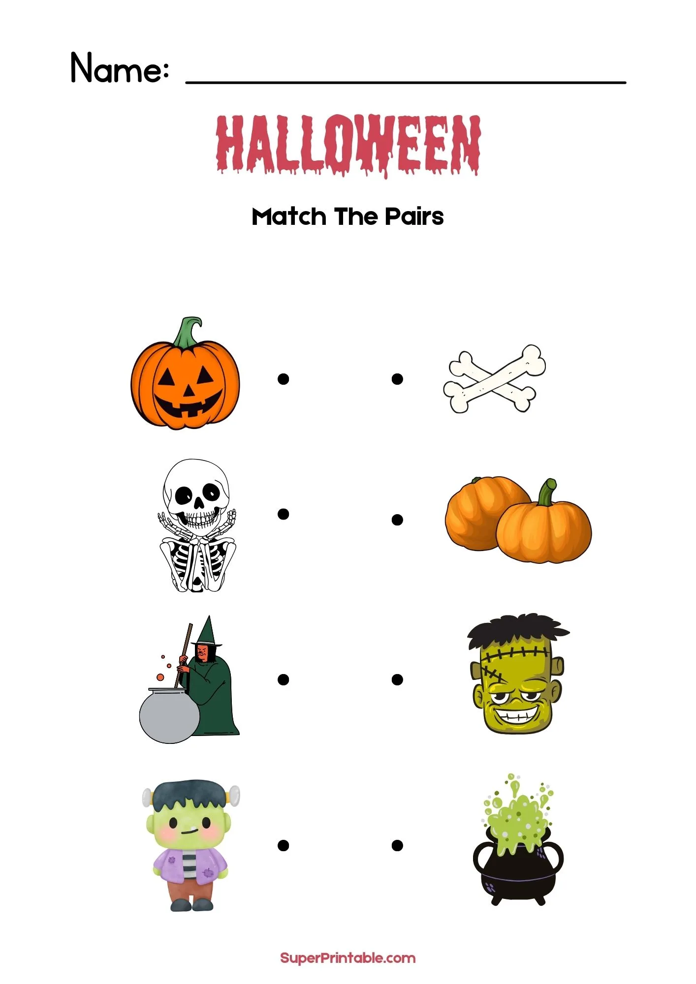 Halloween Matching Worksheet 3