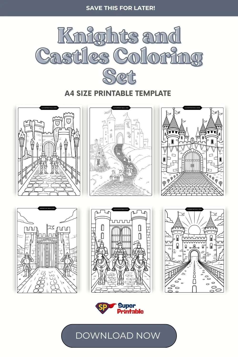 Knights and Castles Coloring Set Pinterest Image