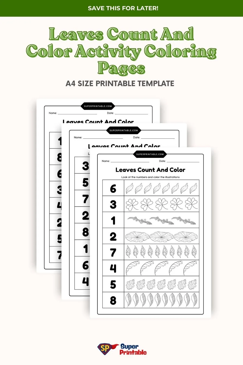 Leaves Count And Color Activity Coloring Pages Pinterest Image