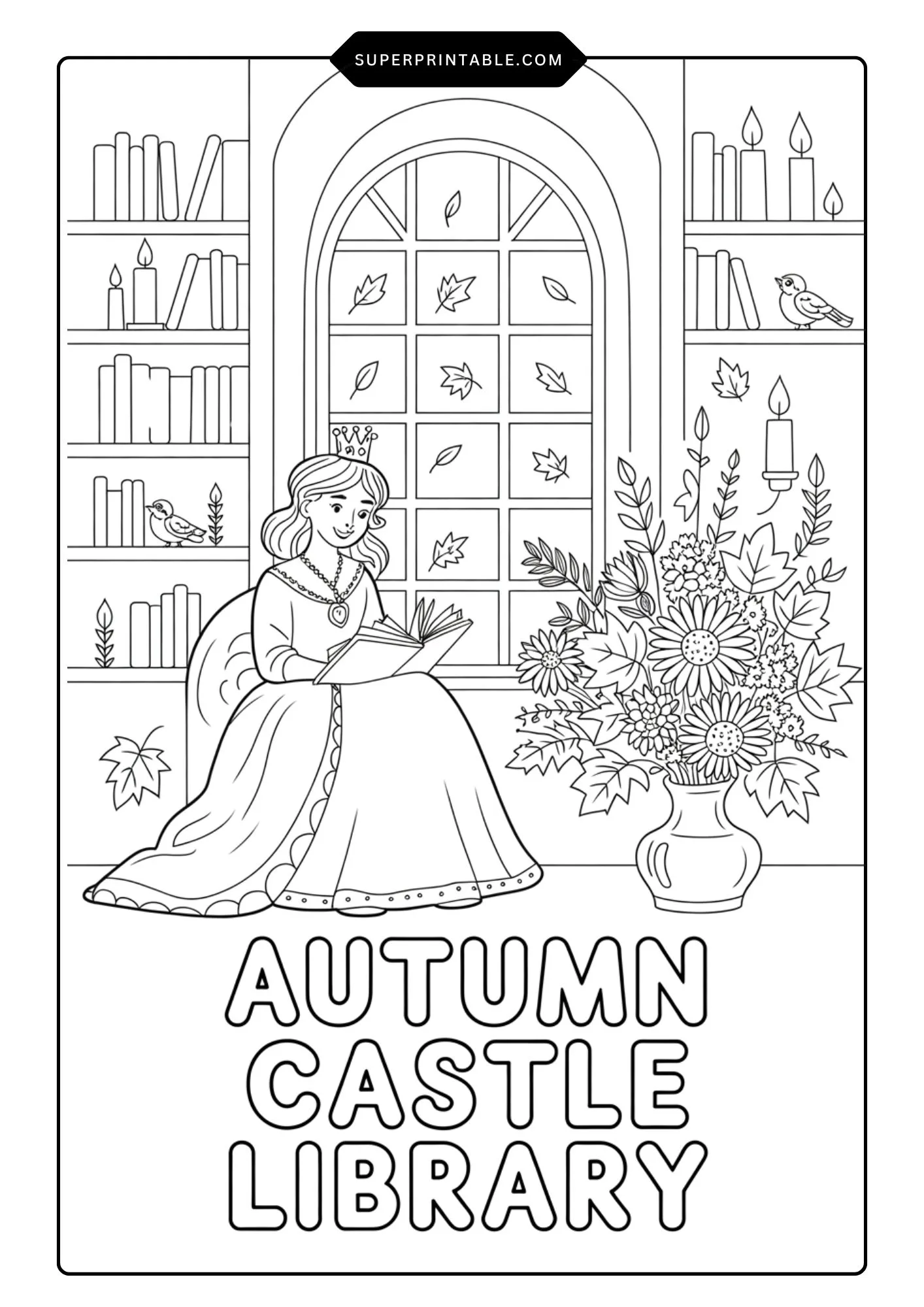 Princess in Autumn Coloring Pages 2