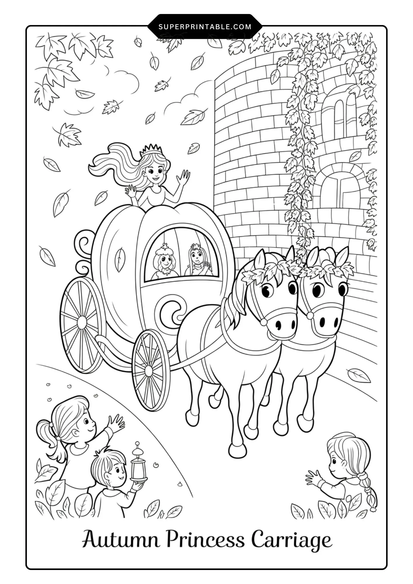 Princess in Autumn Coloring Pages 3