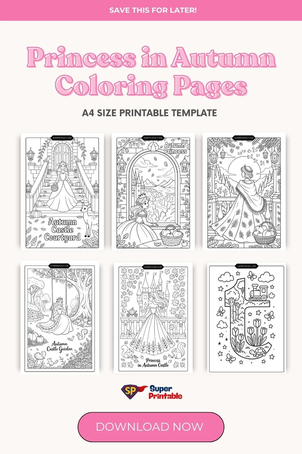 Princess in Autumn Coloring Pages Pinterest Image