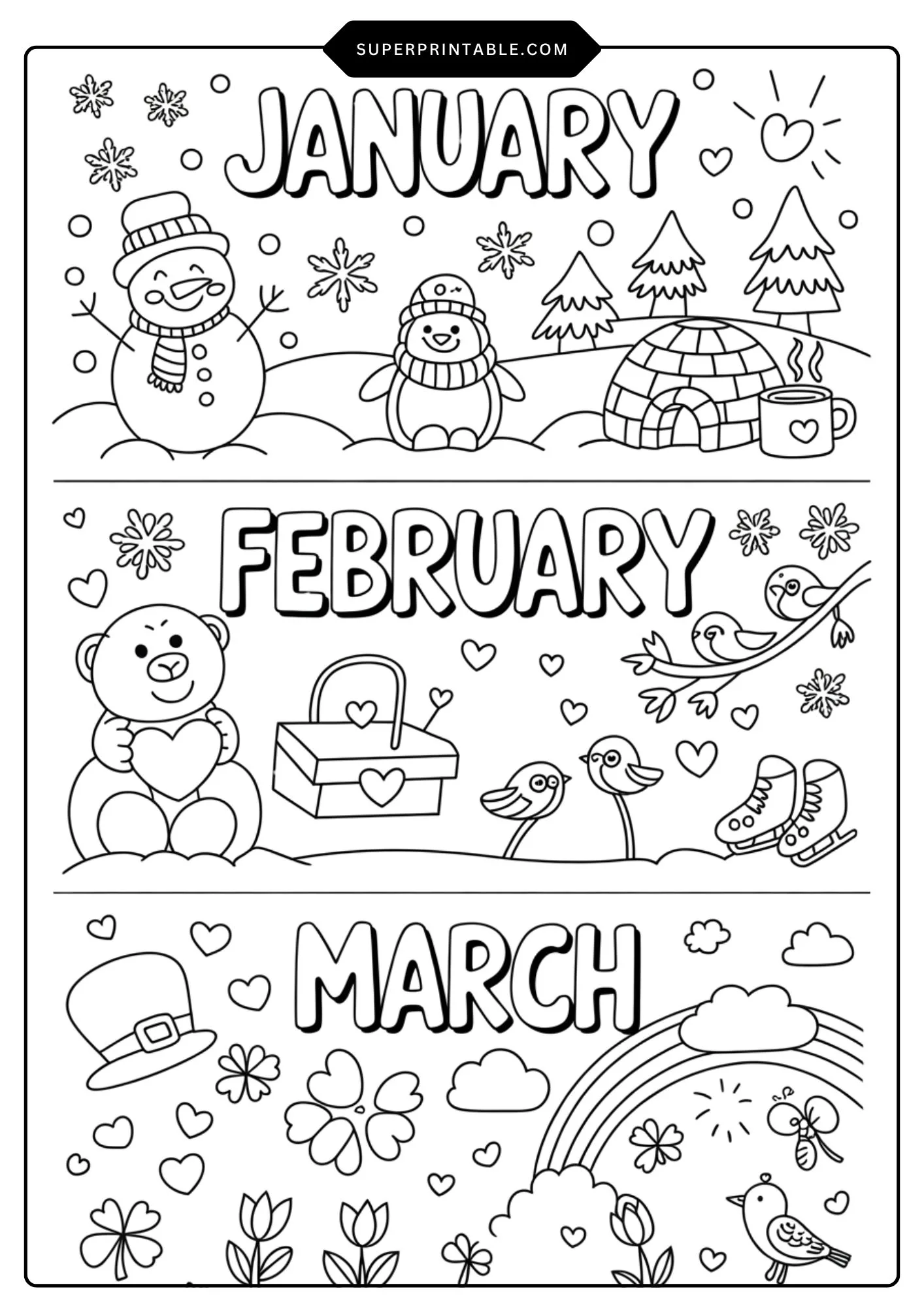 Quarterly Calendar Coloring Pages 1