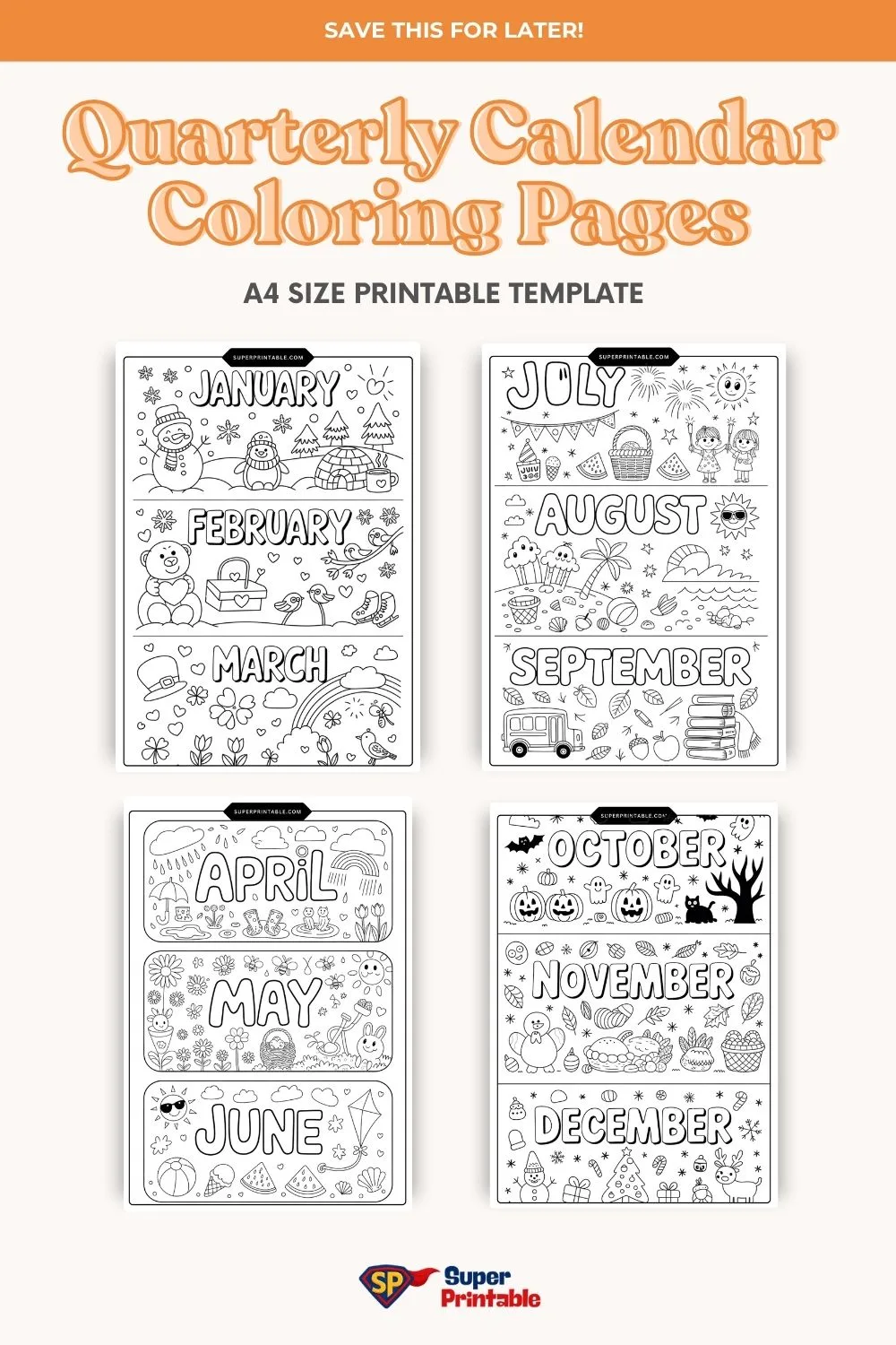 Quarterly Calendar Coloring Pages Pinterest Image
