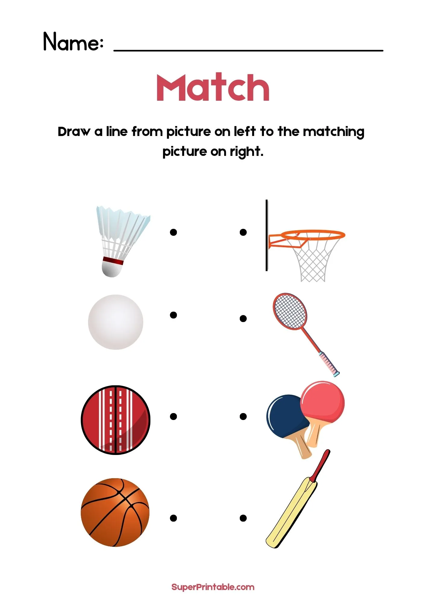 Red and Pink Illustrative Matching Worksheet 1