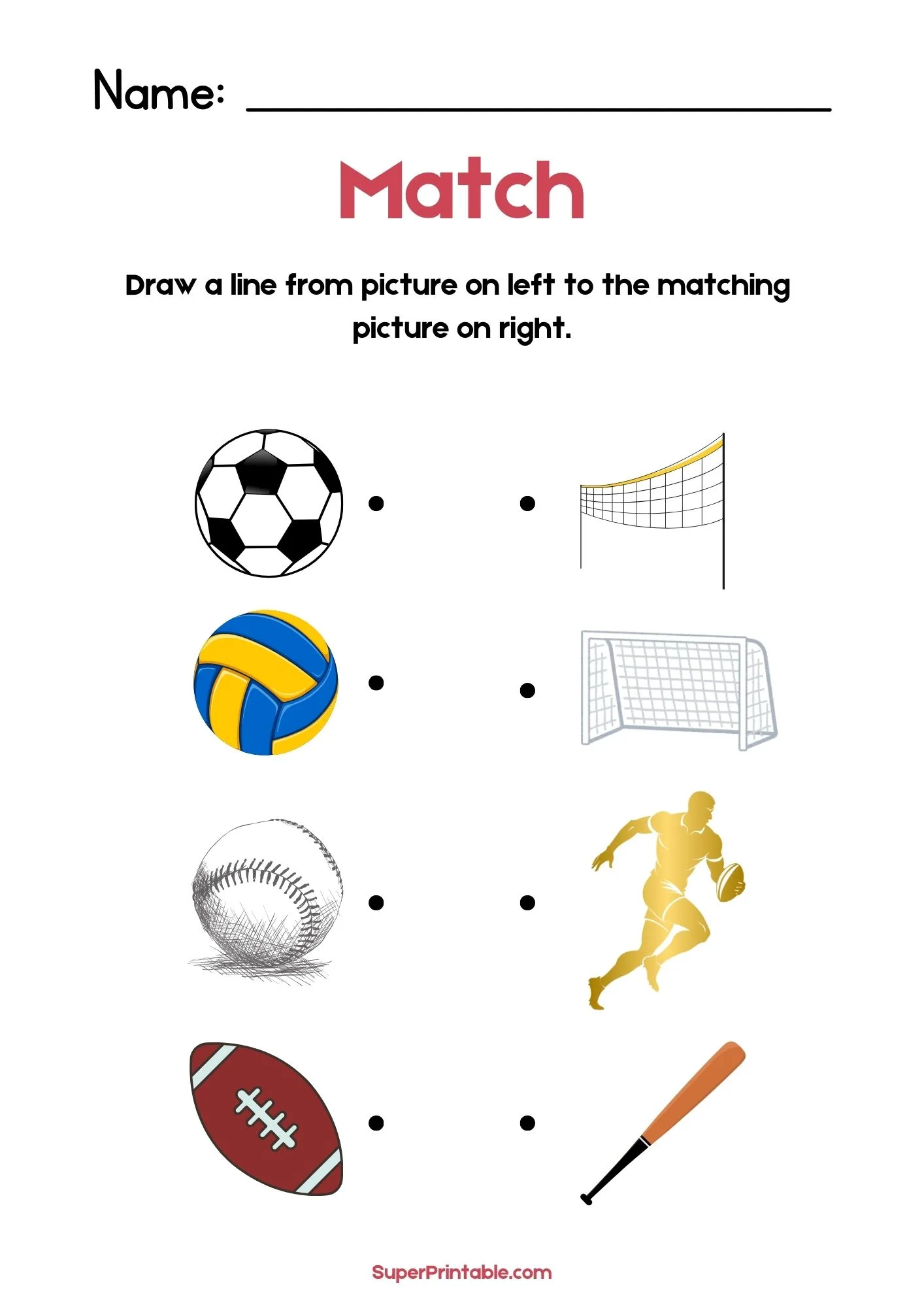 Red and Pink Illustrative Matching Worksheet 2