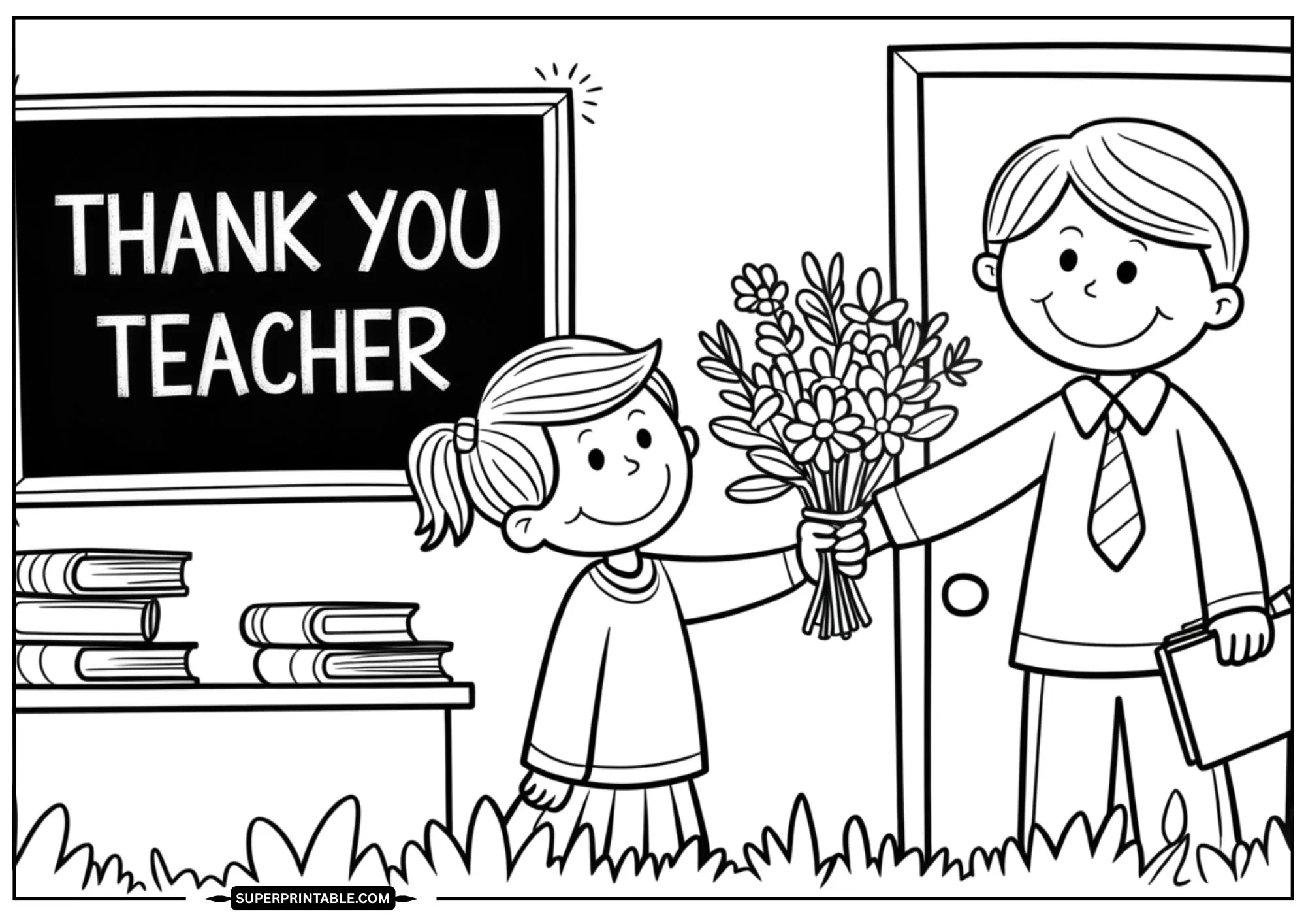 Respect & Thank You Teacher Coloring Pages 2