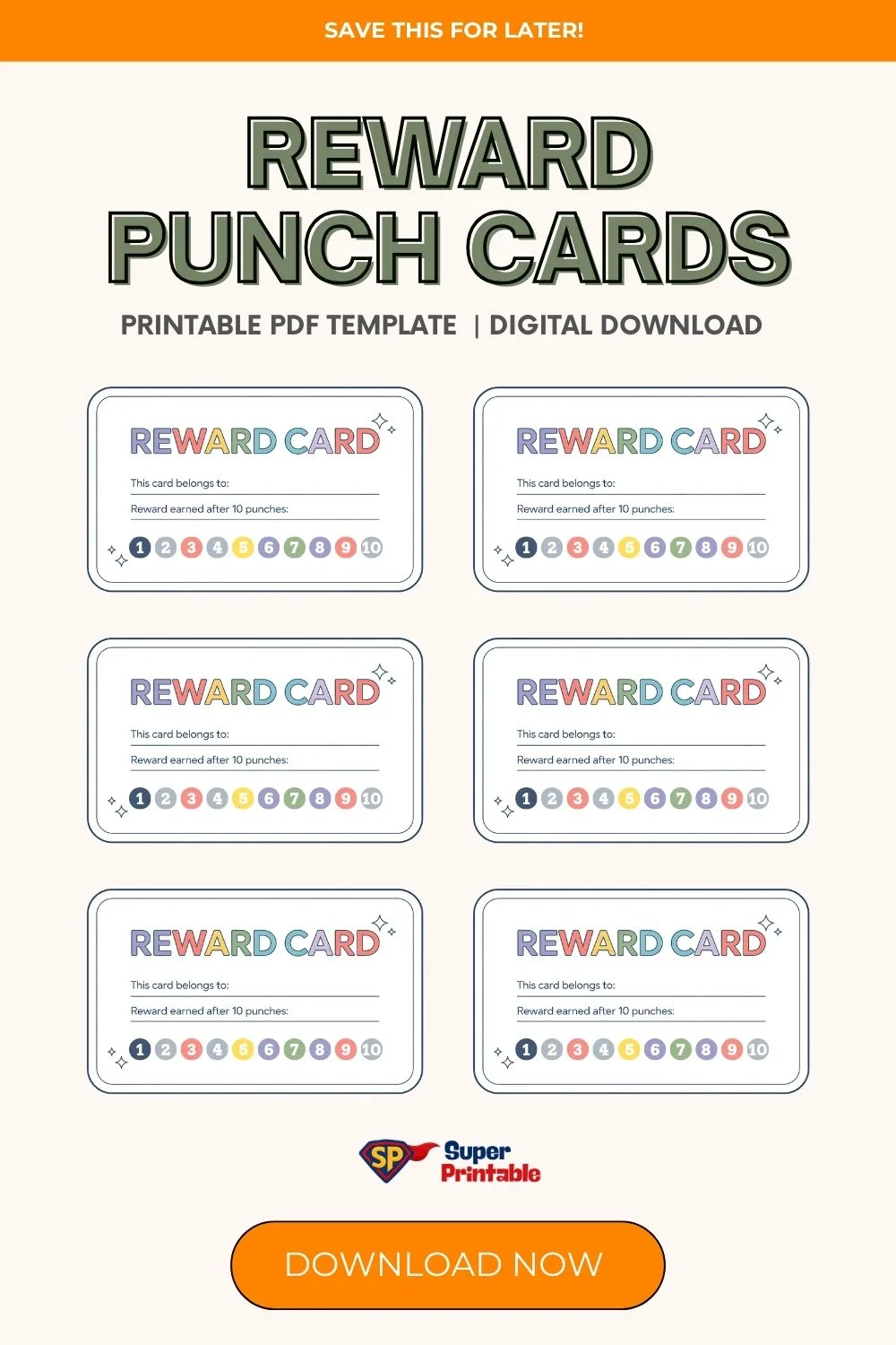 Reward Punch Cards for Kids Pinterest Image