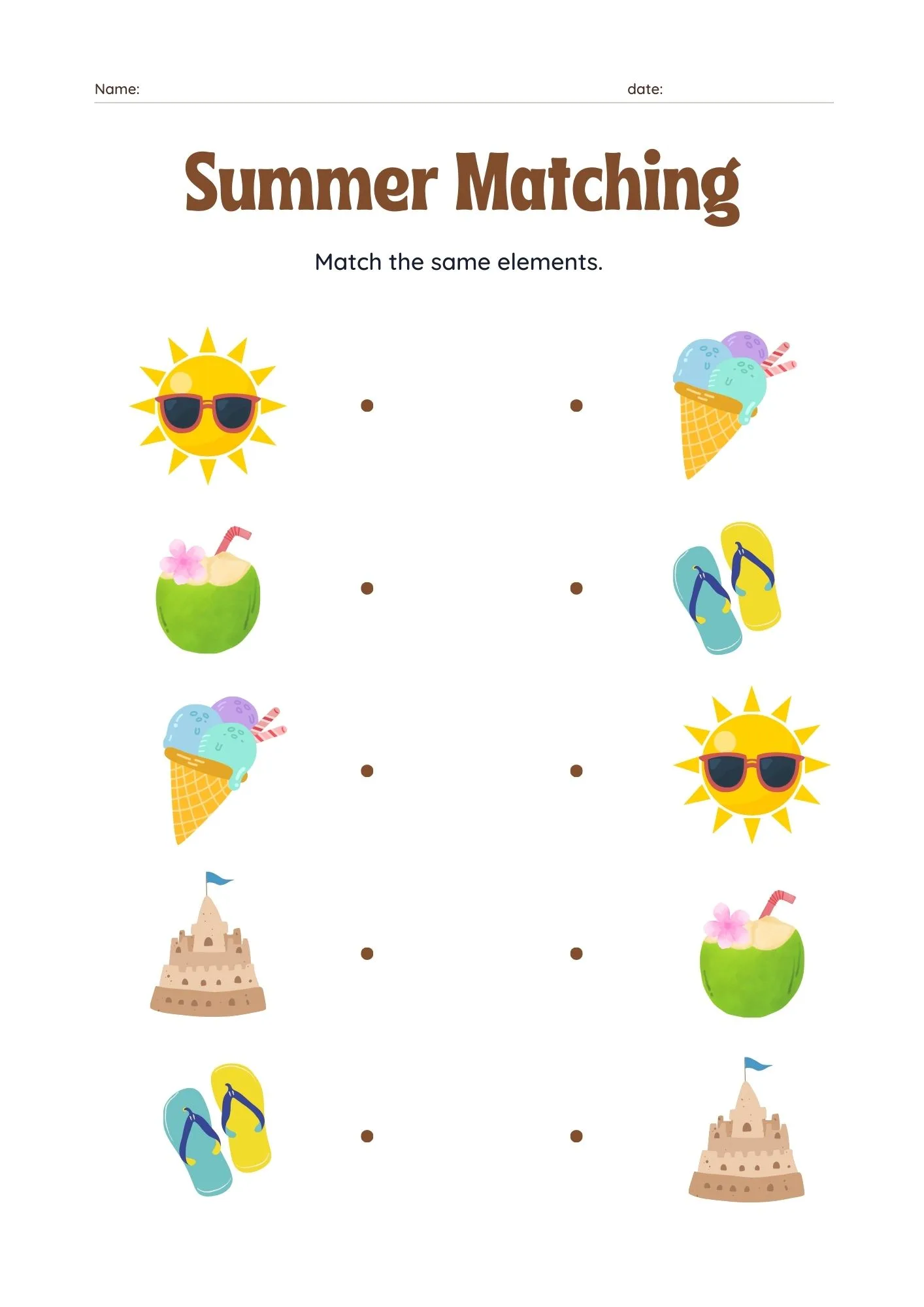 Summer Matching Activity 1