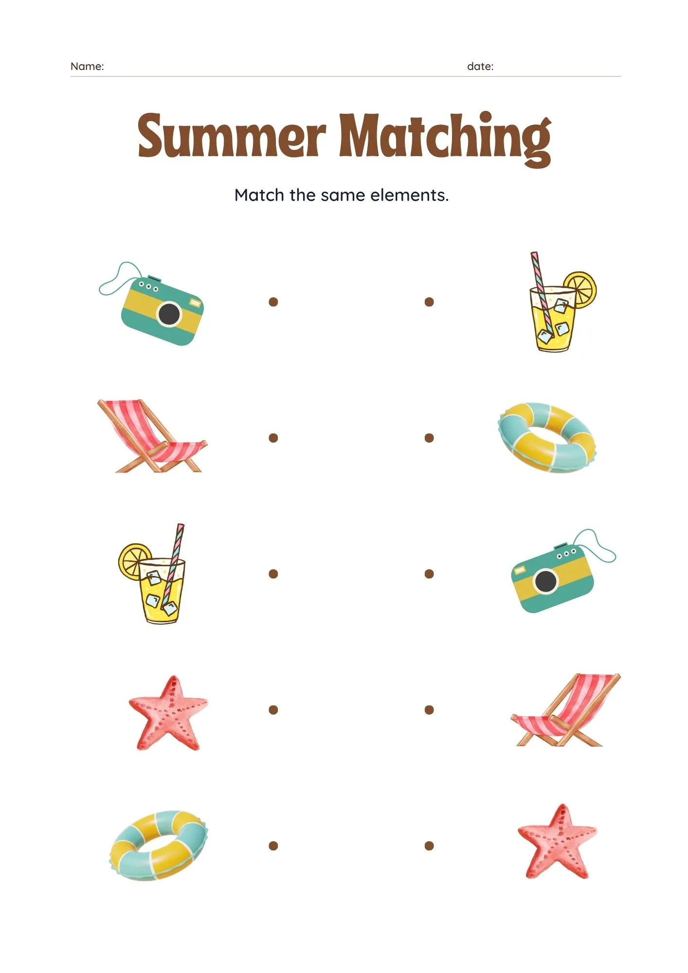 Summer Matching Activity 2