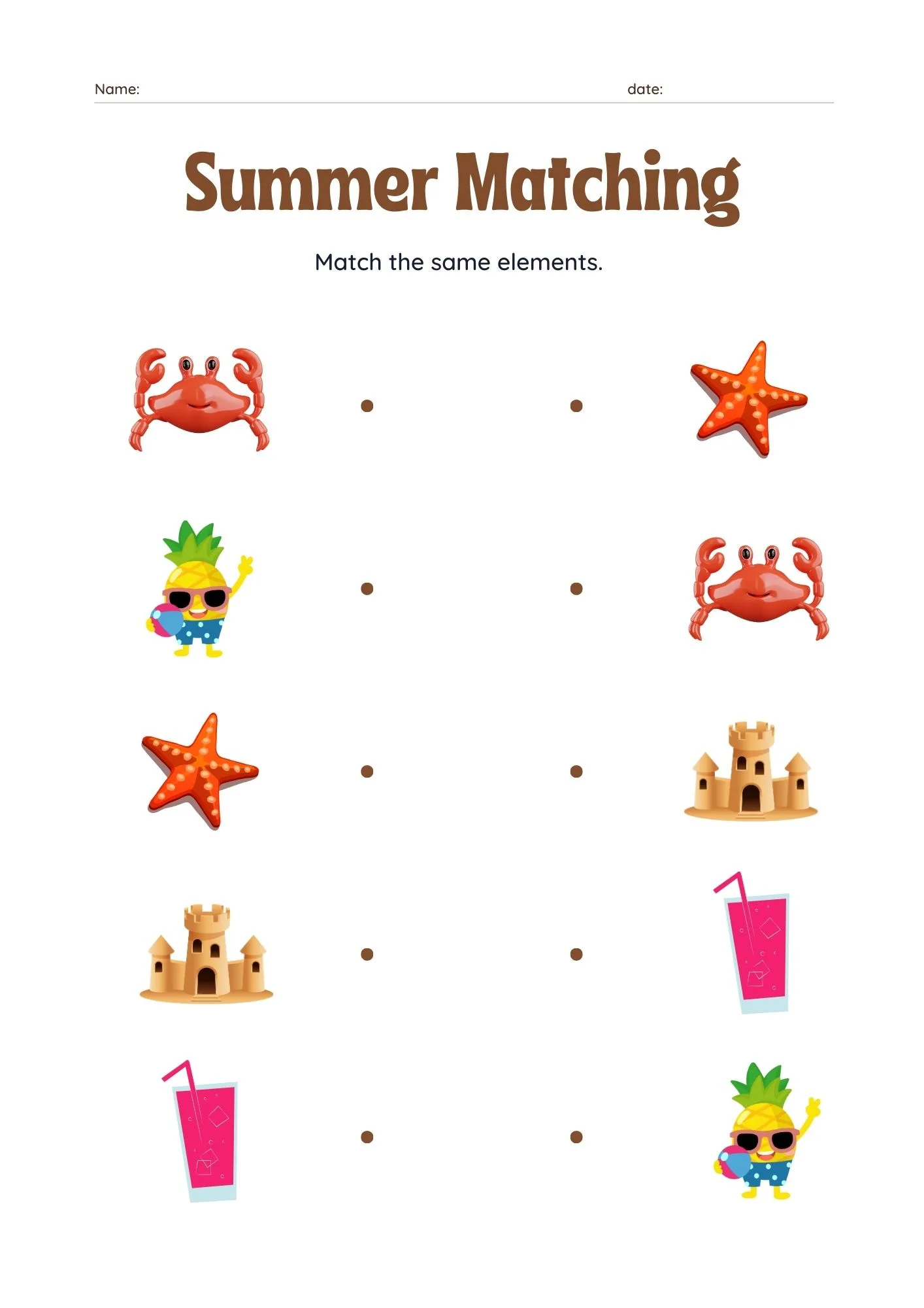 Summer Matching Activity 3