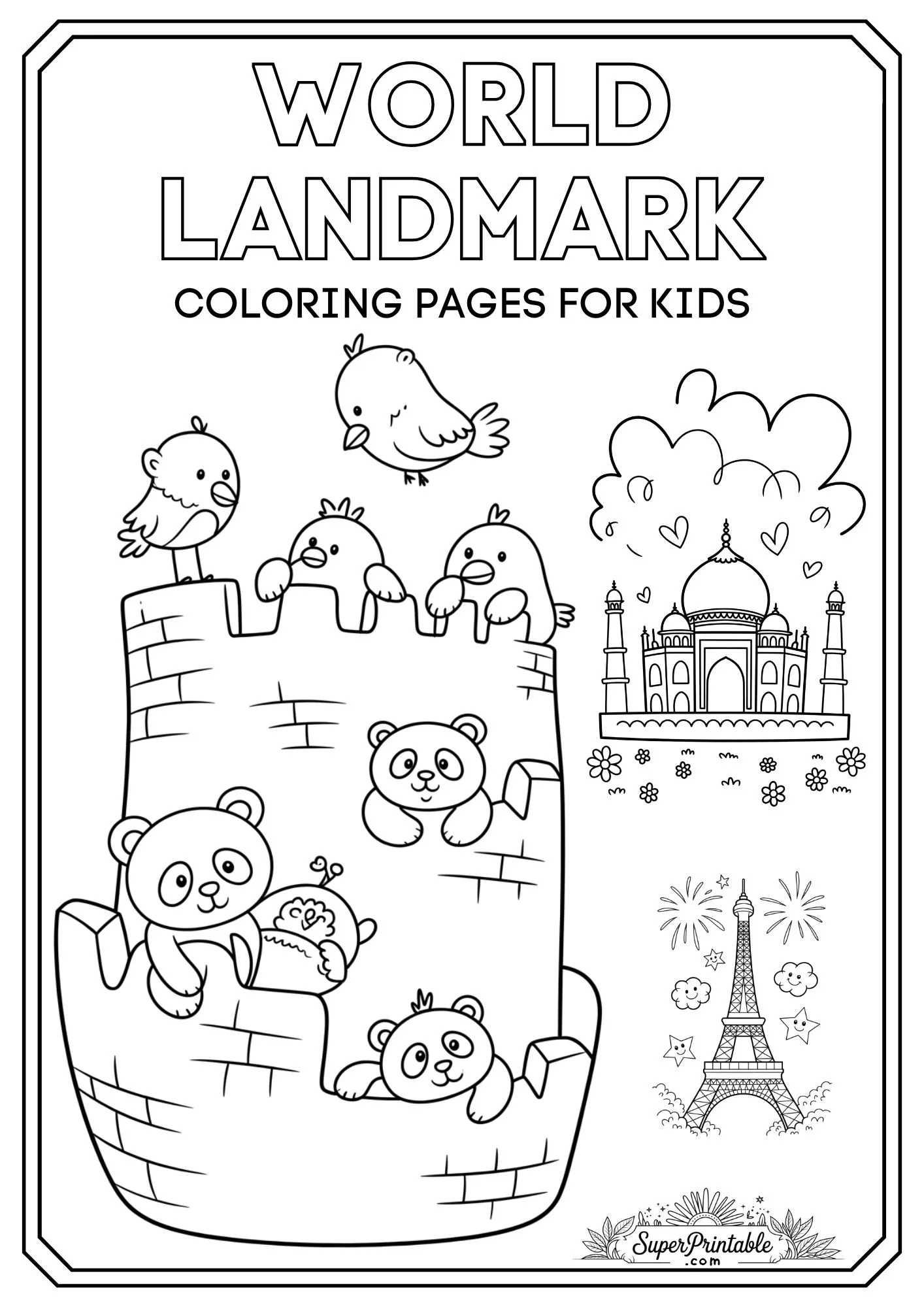 World Landmarks Coloring Pages for Kids 1