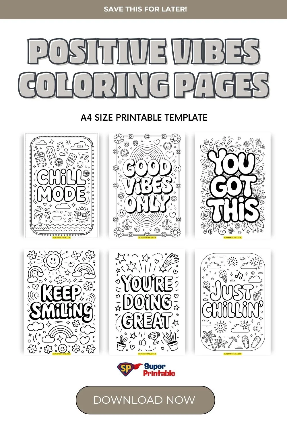 10 Positive Vibes Coloring Pages Pinterest Image