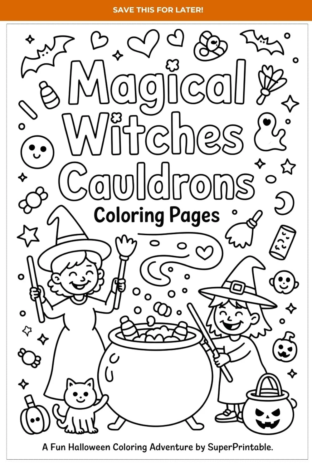 15+ Magical Witches & Cauldrons Coloring Pages Pinterest Image