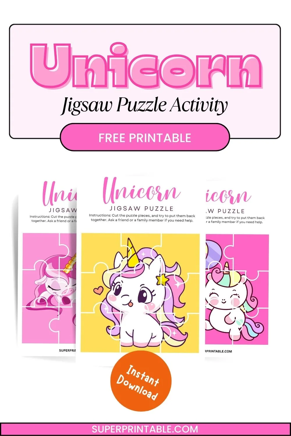 20 Unicorn Jigsaw Puzzle Activity Pinterest Image