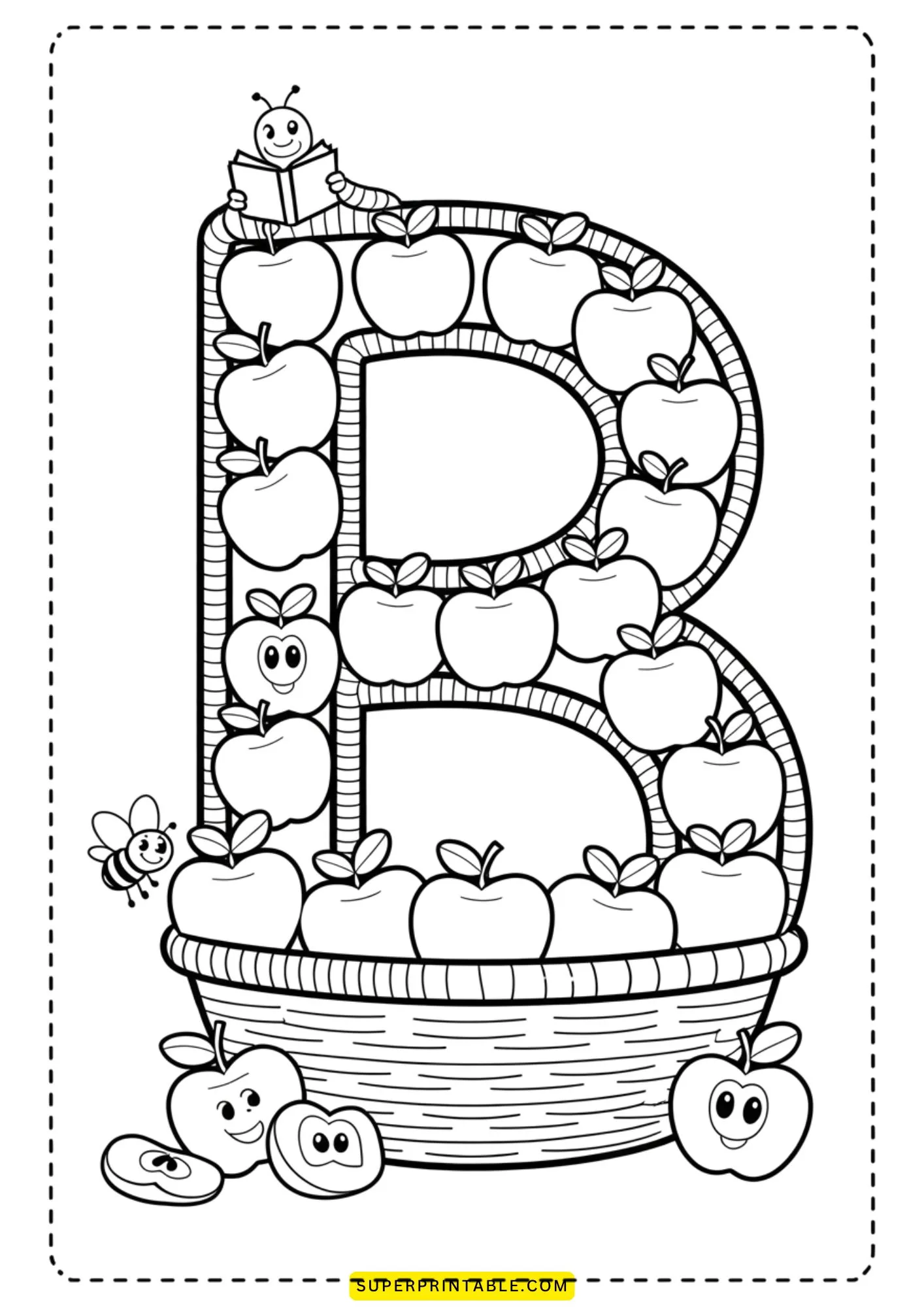 Apple Alphabet Coloring Pages for Kids 2