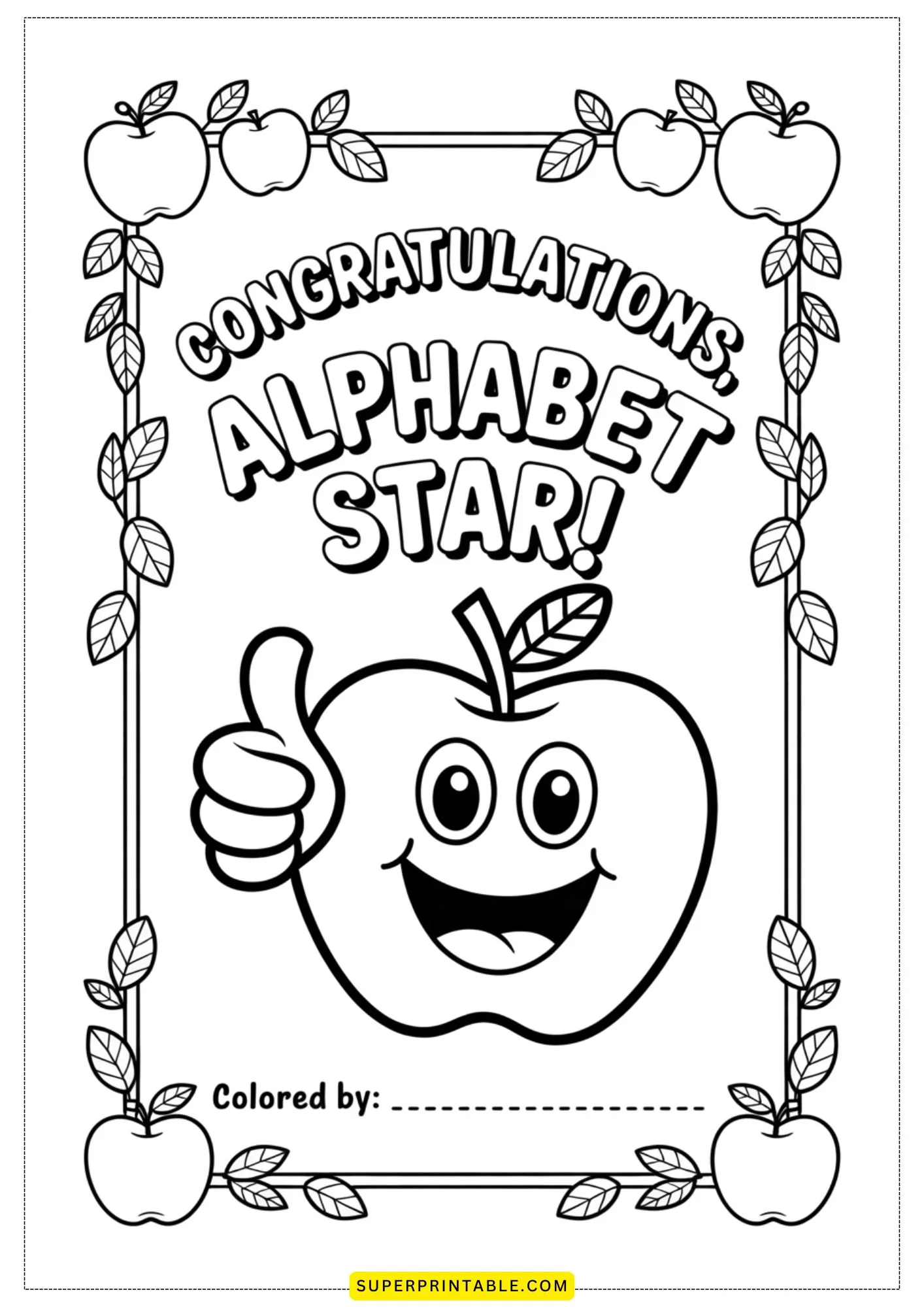 Apple Alphabet Coloring Pages for Kids 27