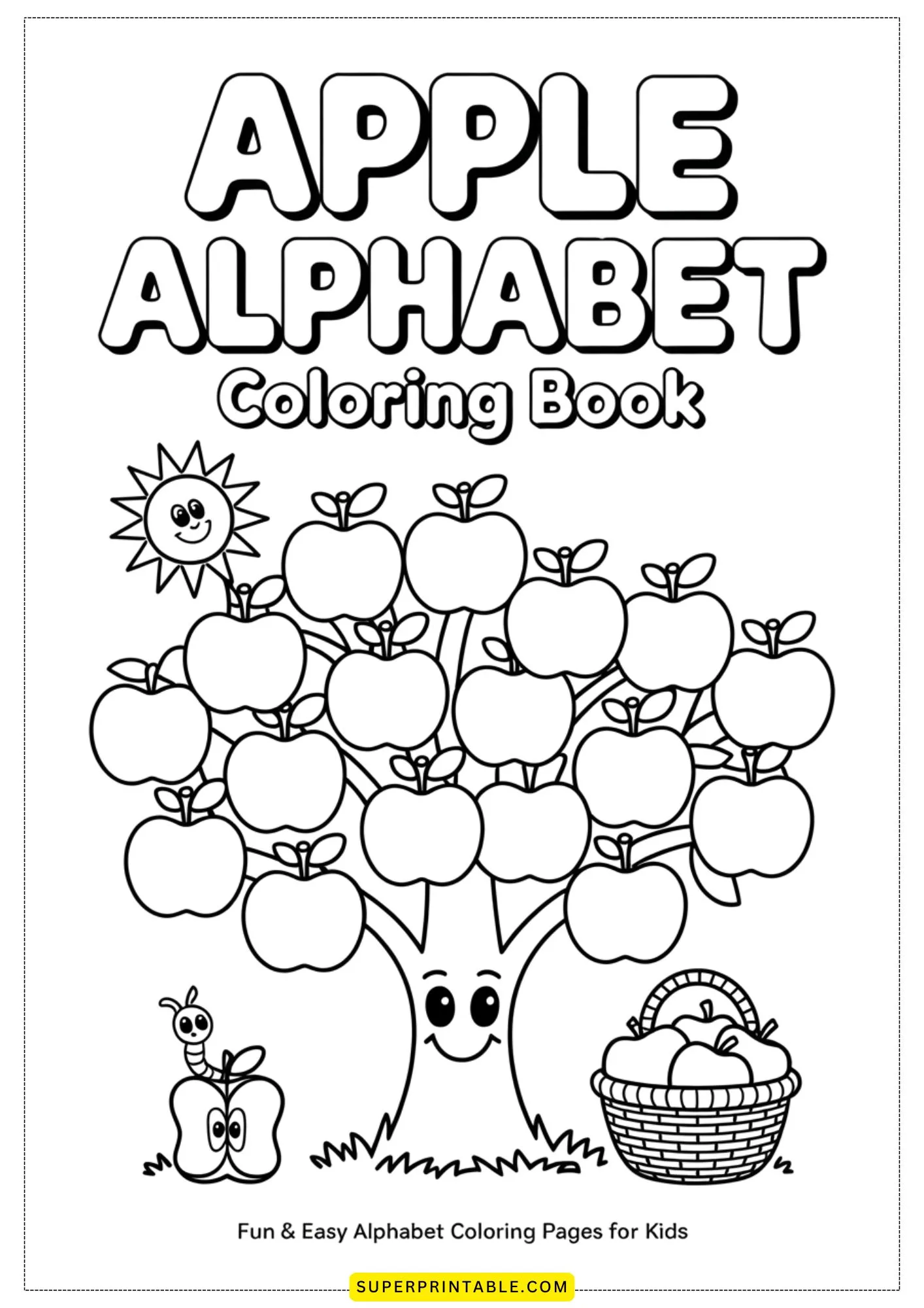 Apple Alphabet Coloring Pages for Kids 28
