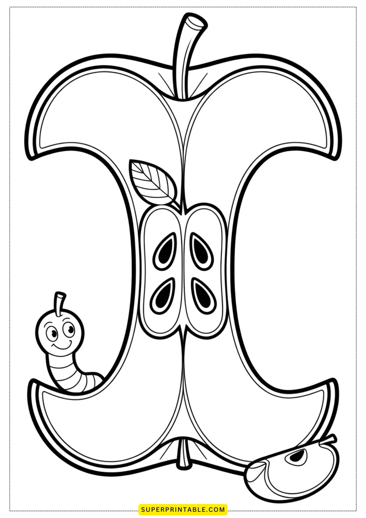 Apple Alphabet Coloring Pages for Kids 9
