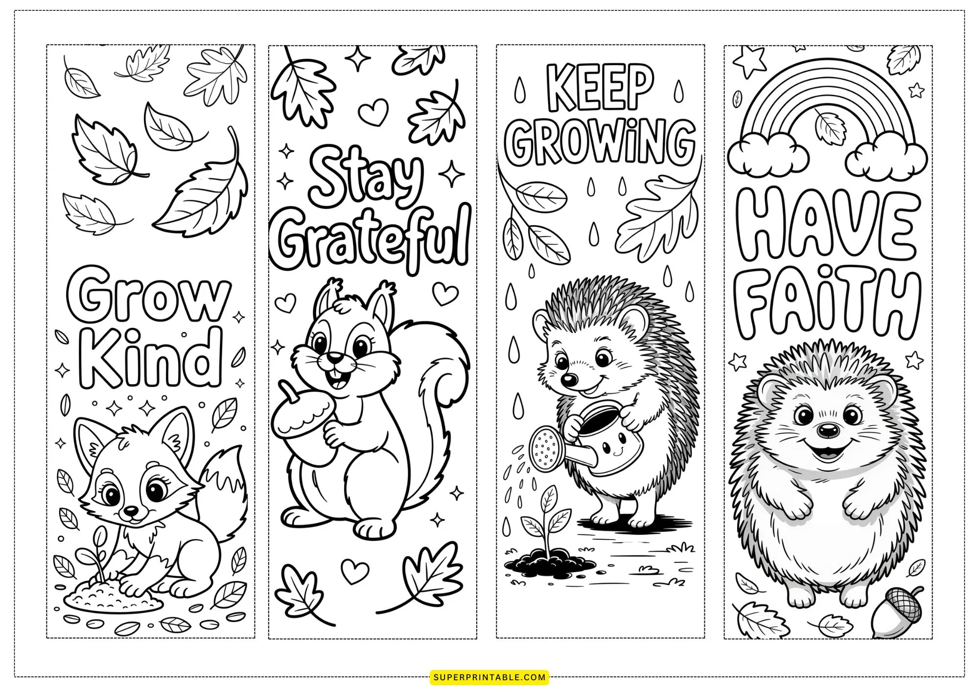 Autumn Kindness Coloring Bookmarks 3